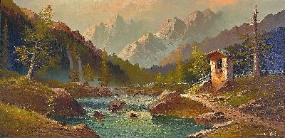 Image Ungedeuteter Künstler der Mitte des 20.Jh., ´In den Ötztaler Alpen´, pastos z.T. ...