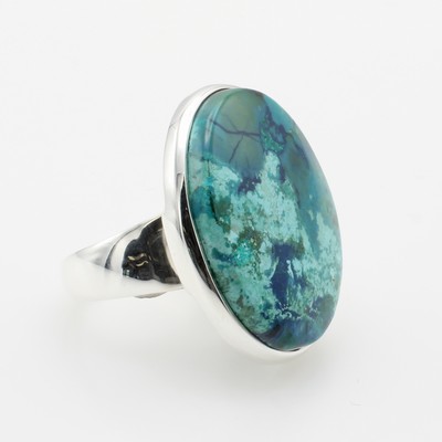 Image Ring mit Azurit, 925er Silber, ovaler Azurit, Maße ca. 3x2.3 cm, RW ca. 60