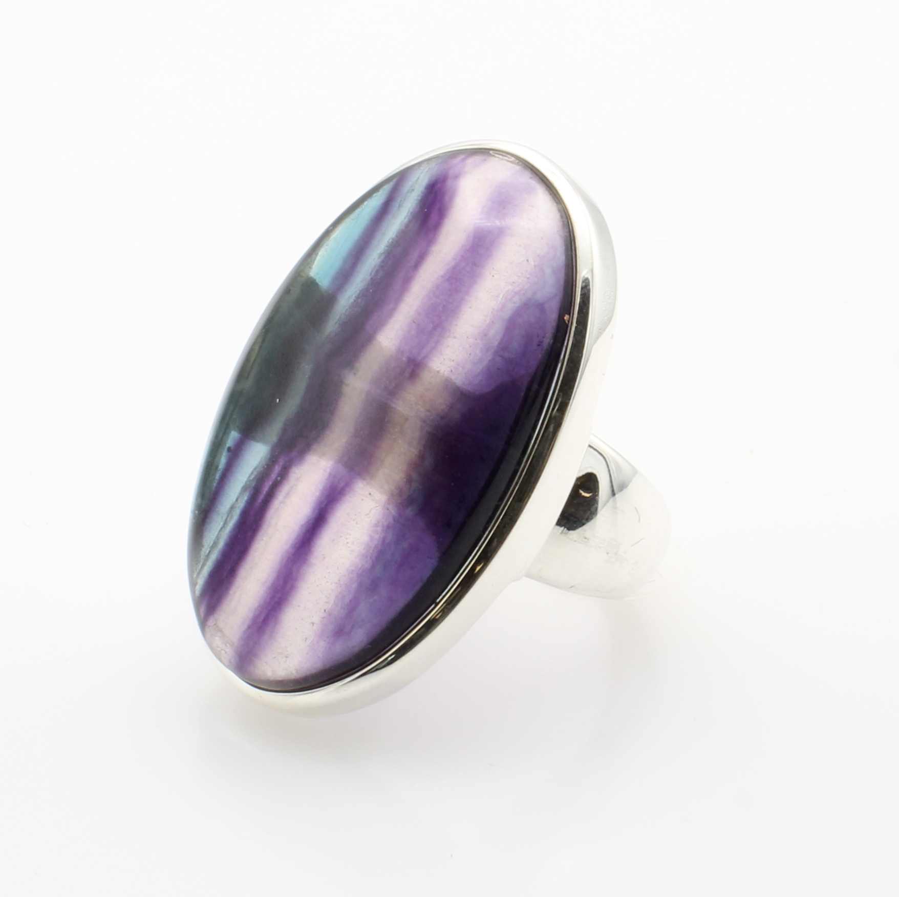 Image 27069906 - Ring mit Fluorite, 925er Silber, ovaler Fluorite, Maße ca. 3.3x2.2 cm, RW ca. 61