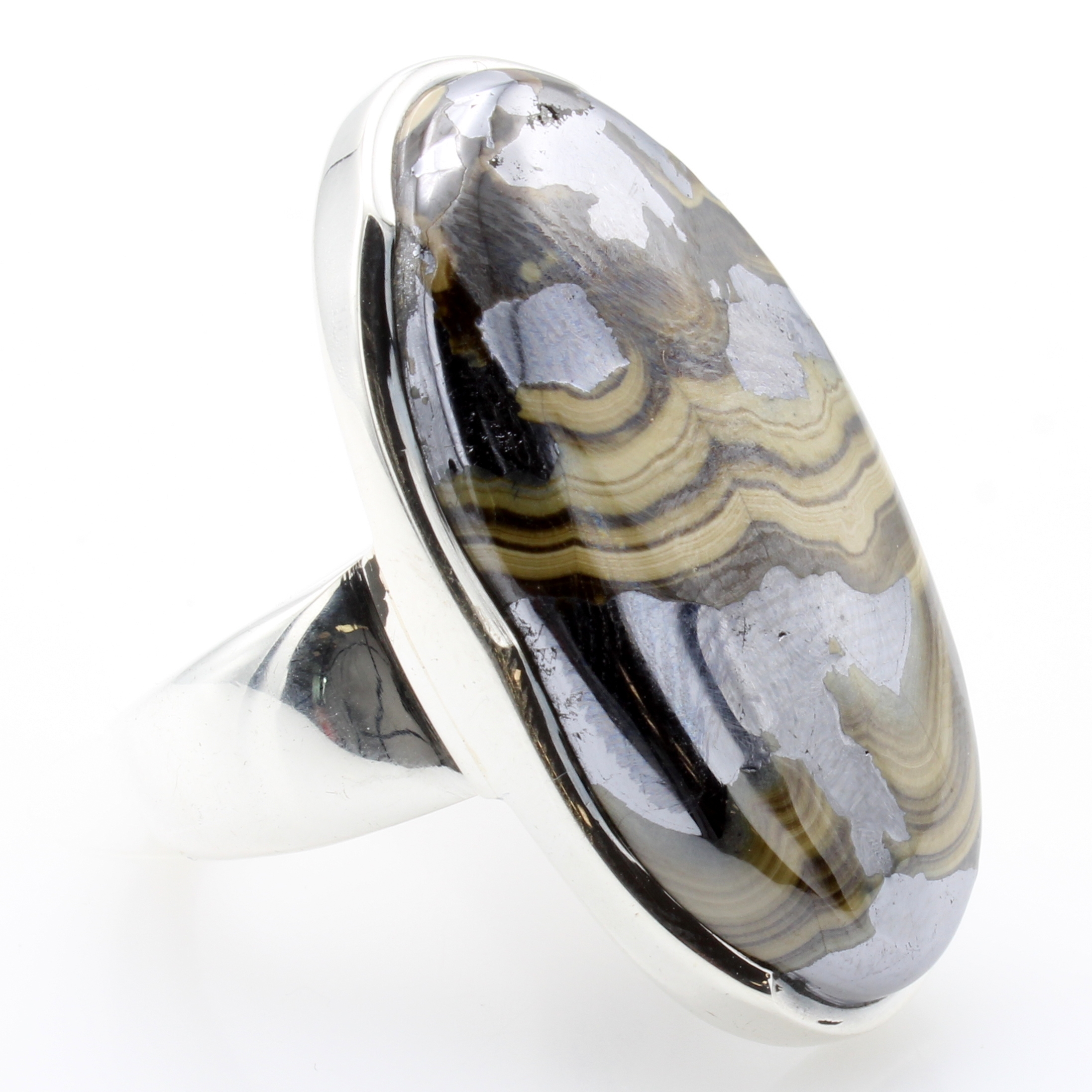 Image 27069907 - Ring mit Schalenblende, 925er Silber, Maße ca. 3.4x1.7 cm, RW ca. 60