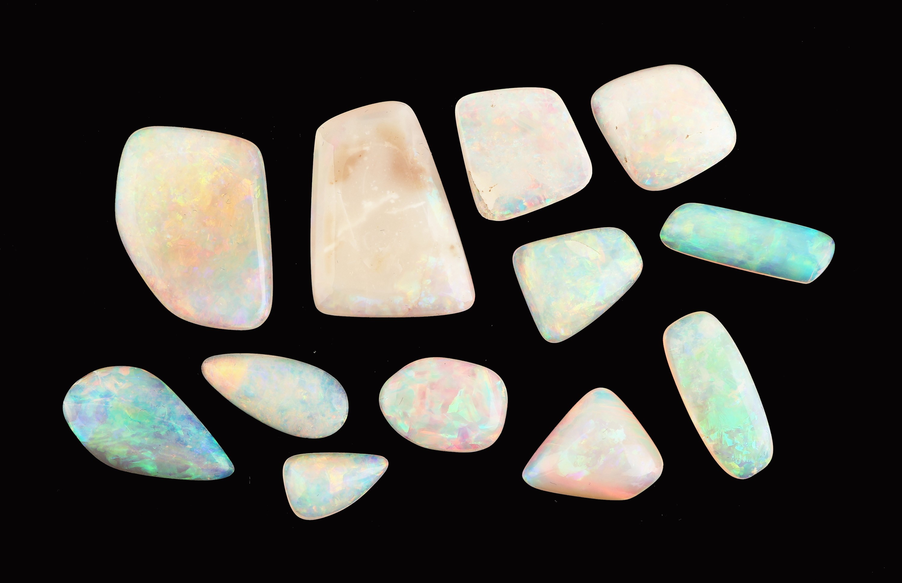 Image 27069935 - Lot 12 lose Opale, zus. ca. 28.52 ct, Cabochons in versch. Größen und Formen