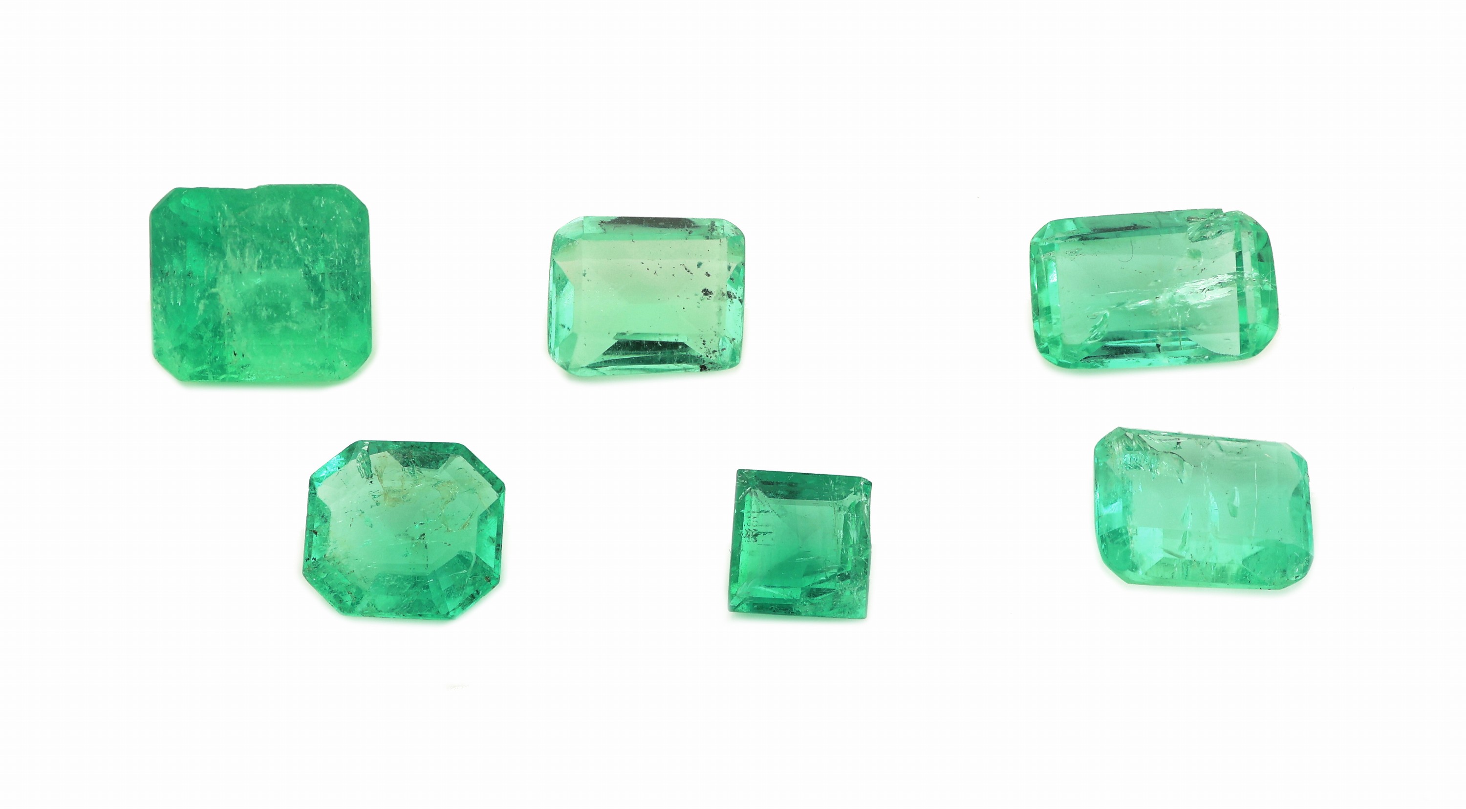 Image 27069951 - Lot 6 lose Smaragde, zus. ca. 8.30 ct, versch.Schliffformen, Größen und Farbnuancen