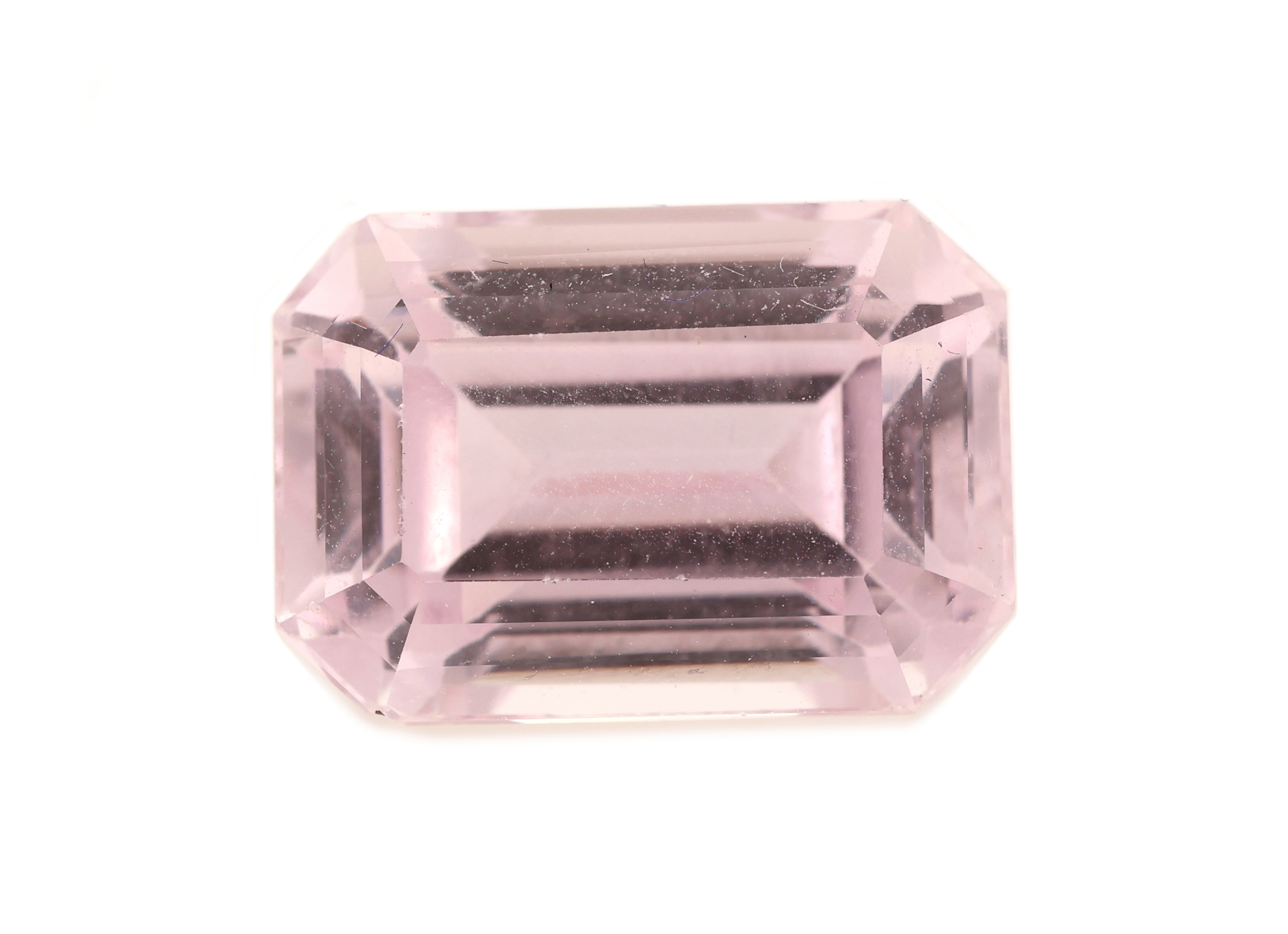Loser Kunzit, 13.12 ct, Treppenschliff, ca. 15.75 x 11.02 x 8.92 mm, Expertise anbei