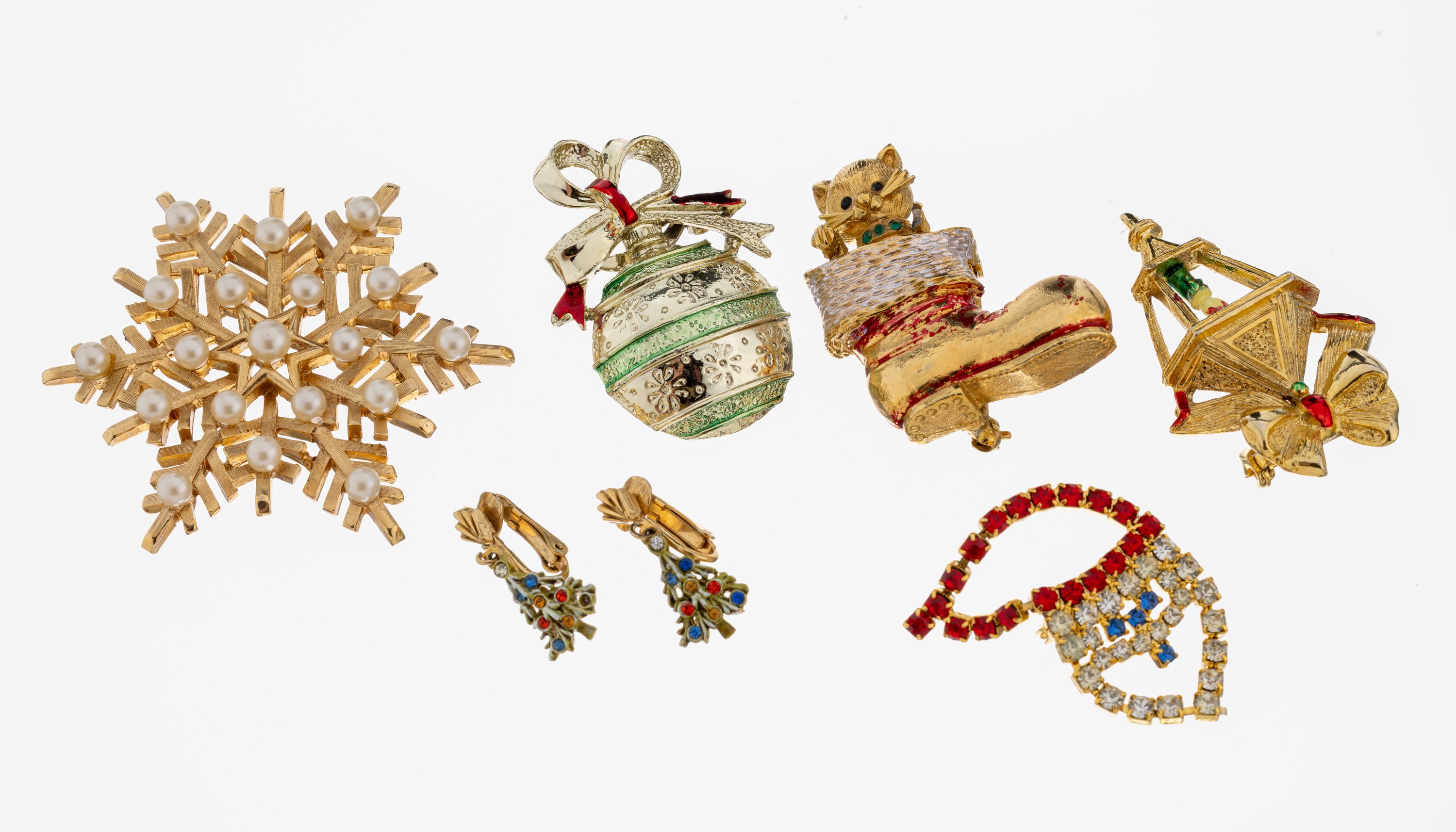 Image 27069981 - Konvolut Modeschmuck, USA 1950/60er Jahre, best. aus: 1 Brosche, Schneeflocke mit ...