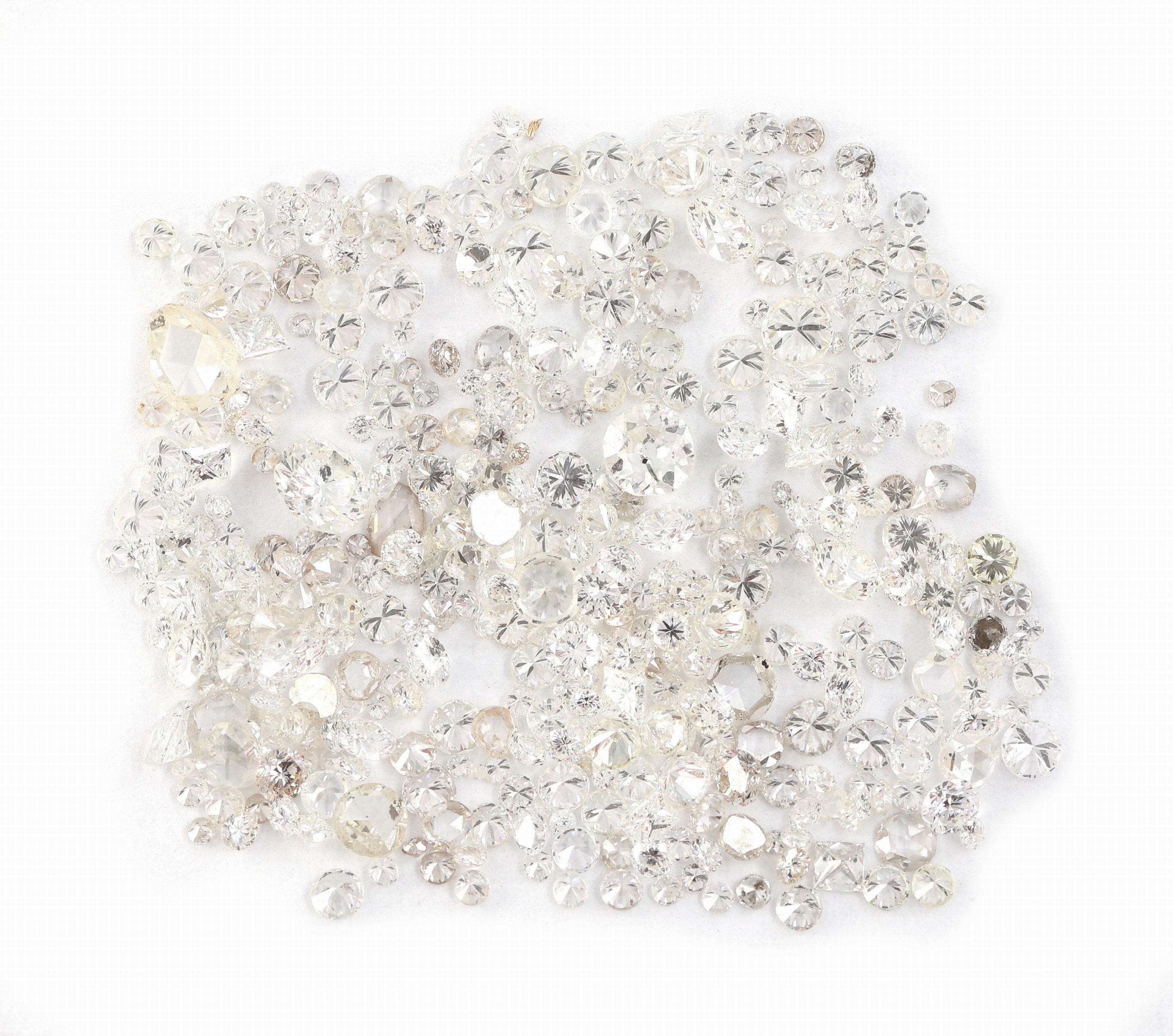 Detail a: Lot lose Diamanten, 22.50 ct Weiß- get.Weiß/light yellow/braun/si-p1, Brillanten, Diamantrosen, Princess Cut, Altschliff, versch. Größen, ...