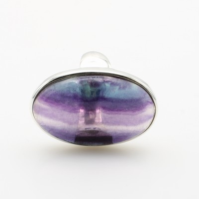 27069906a - Ring mit Fluorite, 925er Silber, ovaler Fluorite, Maße ca. 3.3x2.2 cm, RW ca. 61
