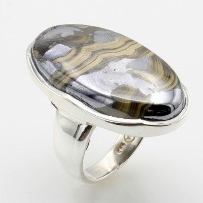 27069907b - Ring mit Schalenblende, 925er Silber, Maße ca. 3.4x1.7 cm, RW ca. 60