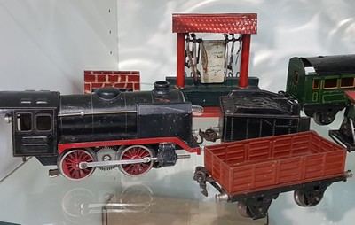 27069959a - Konvolut Modelleisenbahnen Spur 0, Märklin, Blech, Tender-Lokomotive R 900 (mit R 909), ...