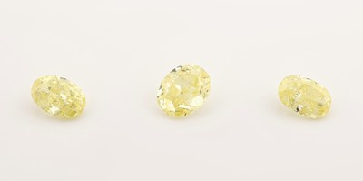 Image Lot 3 lose ovalfacett. Diamanten zus. ca. 1.41ct Natural Fancy to Vivid Yellow/si2-3, ...