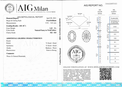 27069987d - Lot 3 lose ovalfacett. Diamanten zus. ca. 1.41ct Natural Fancy to Vivid Yellow/si2-3, ...