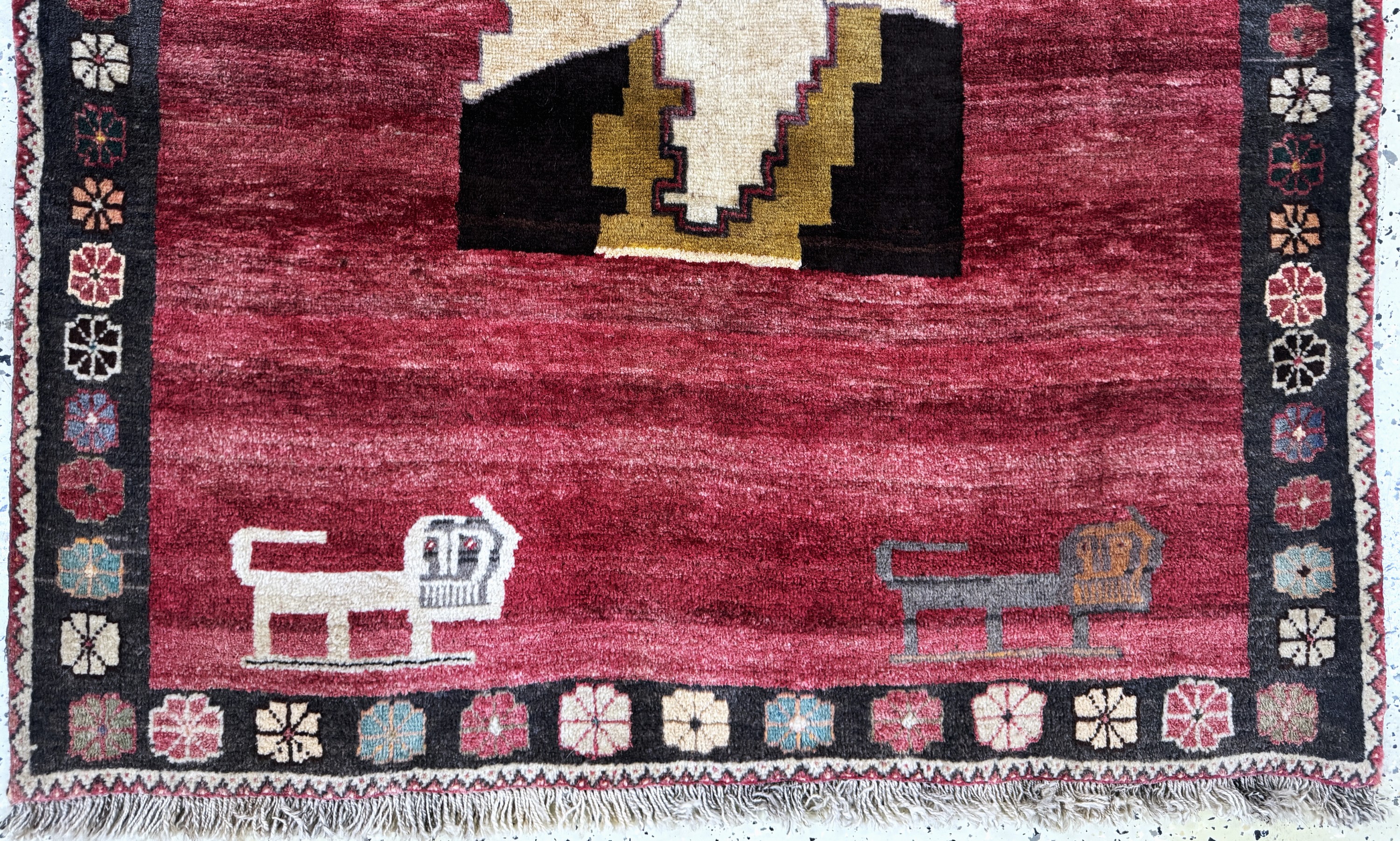 Detail b: Gabbeh alt, Persien, Mitte 20.Jhd, Wolle auf Wolle, ca. 158 x 117 cm, EHZ: 2