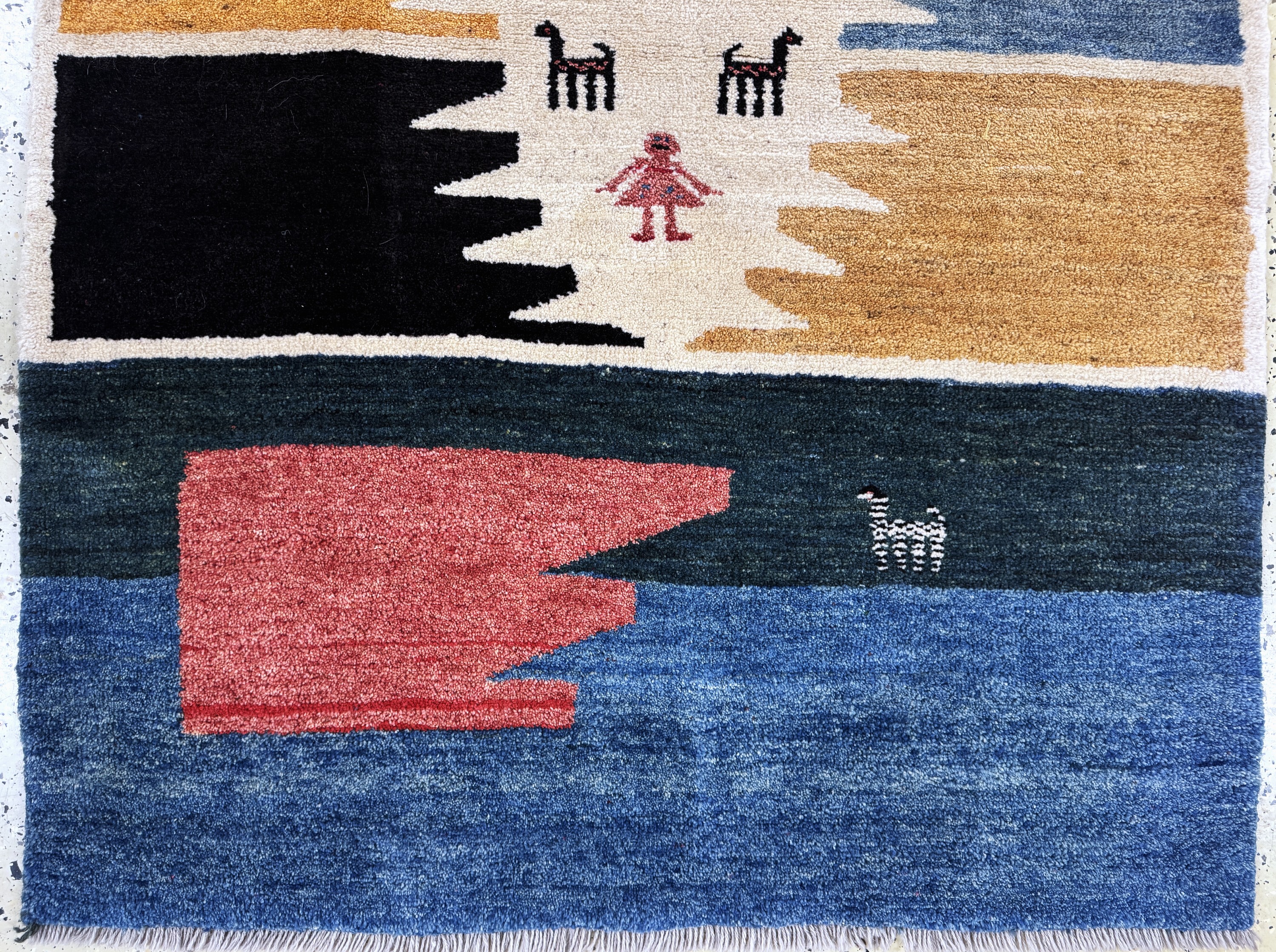 Detail b: Gabbeh alt, Persien, Mitte 20.Jhd, Wolle auf Wolle, ca. 160 x 113 cm, EHZ: 2