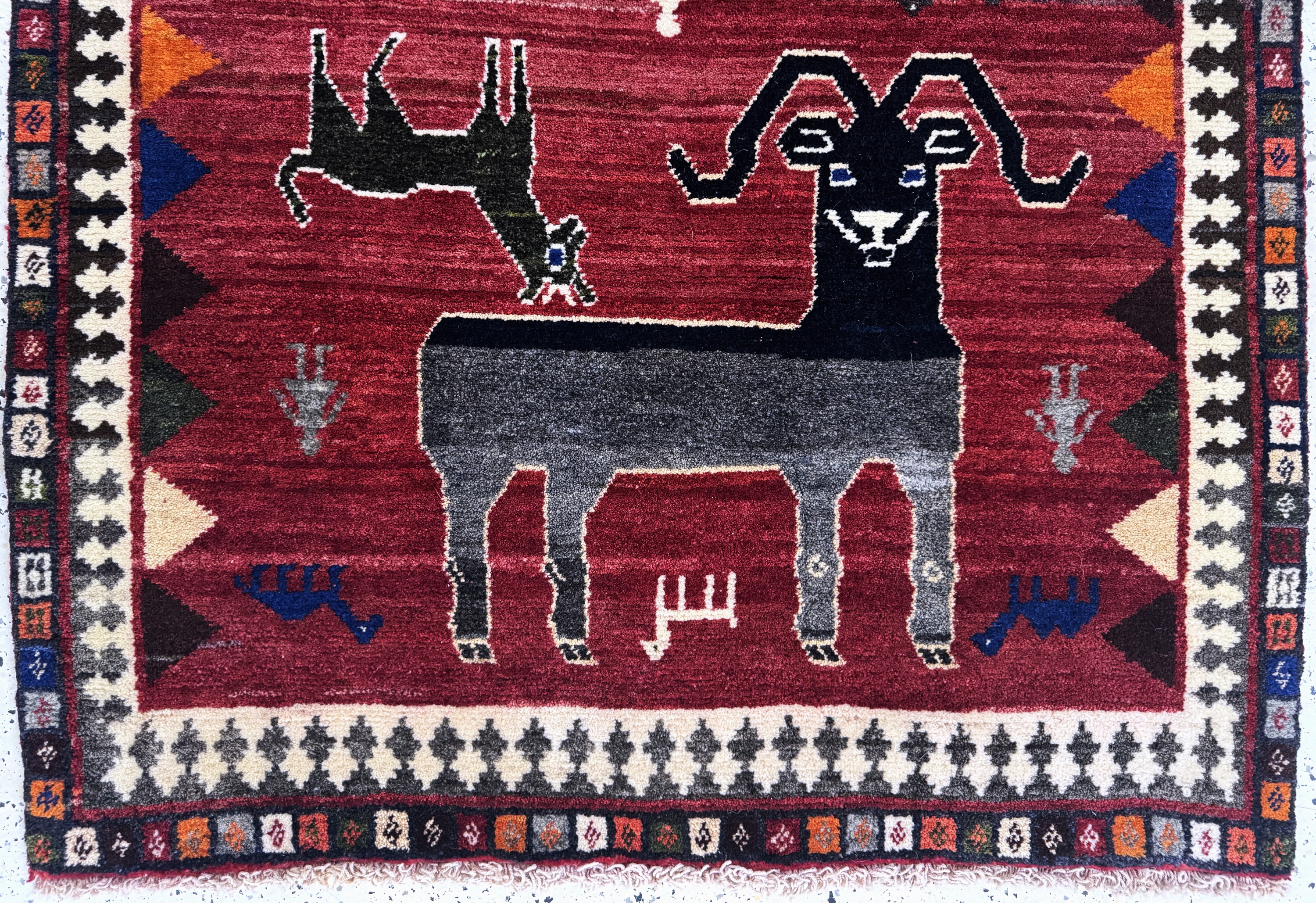 Detail a: Gabbeh alt, Persien, Mitte 20.Jhd, Wolle auf Wolle, ca. 191 x 113 cm, EHZ: 2