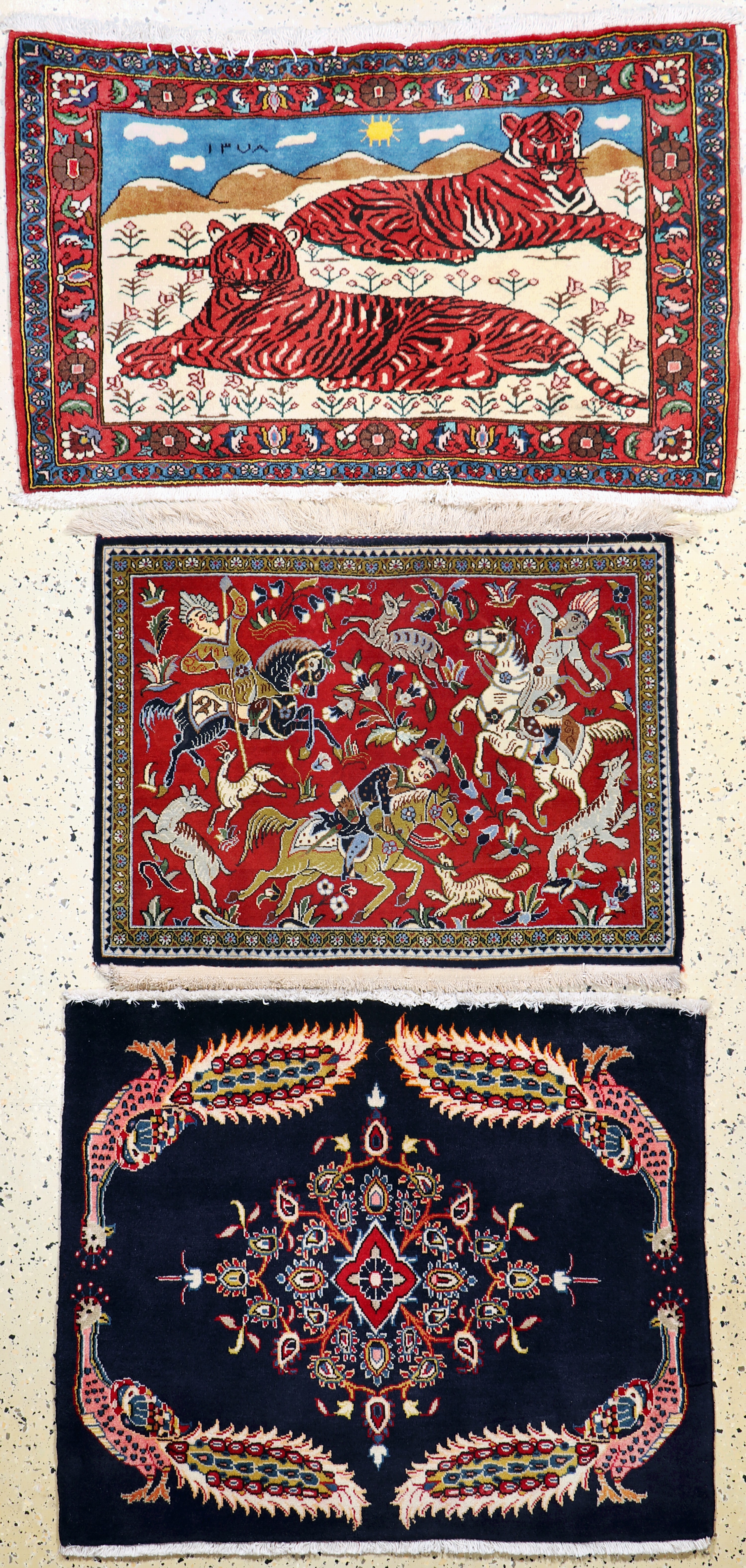 Image 27070037 - 3 Lots Poschtis, Persien, Ende 20.Jhd, Wolle auf Baumwolle, ca. 95 x 80 cm, EHZ: 1-2 ...