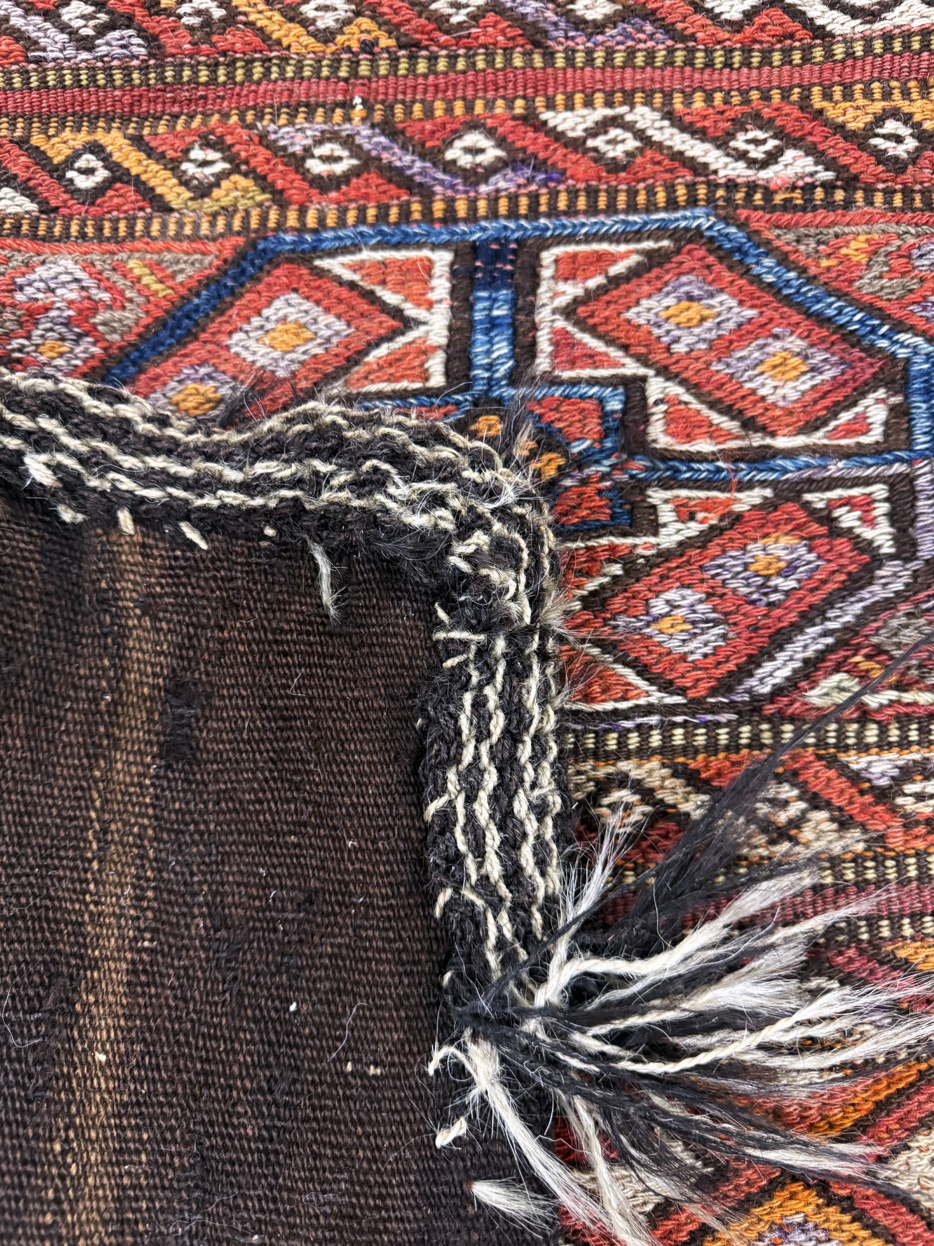 Detail i: 3 Lots Tasche & Mafrashteil, Türkei, Anfang 20.Jhd, Wolle auf Wolle, ca. 120 x 100 cm, Reinigungsbedürftig, EHZ: 2