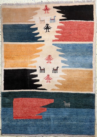 Image Gabbeh alt, Persien, Mitte 20.Jhd, Wolle auf Wolle, ca. 160 x 113 cm, EHZ: 2 ...