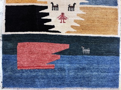 27070024b - Gabbeh alt, Persien, Mitte 20.Jhd, Wolle auf Wolle, ca. 160 x 113 cm, EHZ: 2 ...