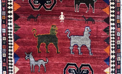 27070025c - Gabbeh alt, Persien, Mitte 20.Jhd, Wolle auf Wolle, ca. 191 x 113 cm, EHZ: 2 ...