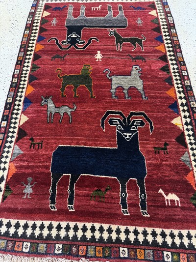 27070025d - Gabbeh alt, Persien, Mitte 20.Jhd, Wolle auf Wolle, ca. 191 x 113 cm, EHZ: 2 ...