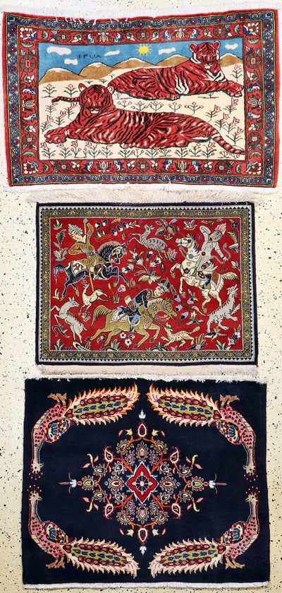 Image 3 Lots Poschtis, Persien, Ende 20.Jhd, Wolle auf Baumwolle, ca. 95 x 80 cm, EHZ: 1-2 ...