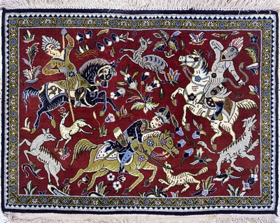 27070037c - 3 Lots Poschtis, Persien, Ende 20.Jhd, Wolle auf Baumwolle, ca. 95 x 80 cm, EHZ: 1-2 ...