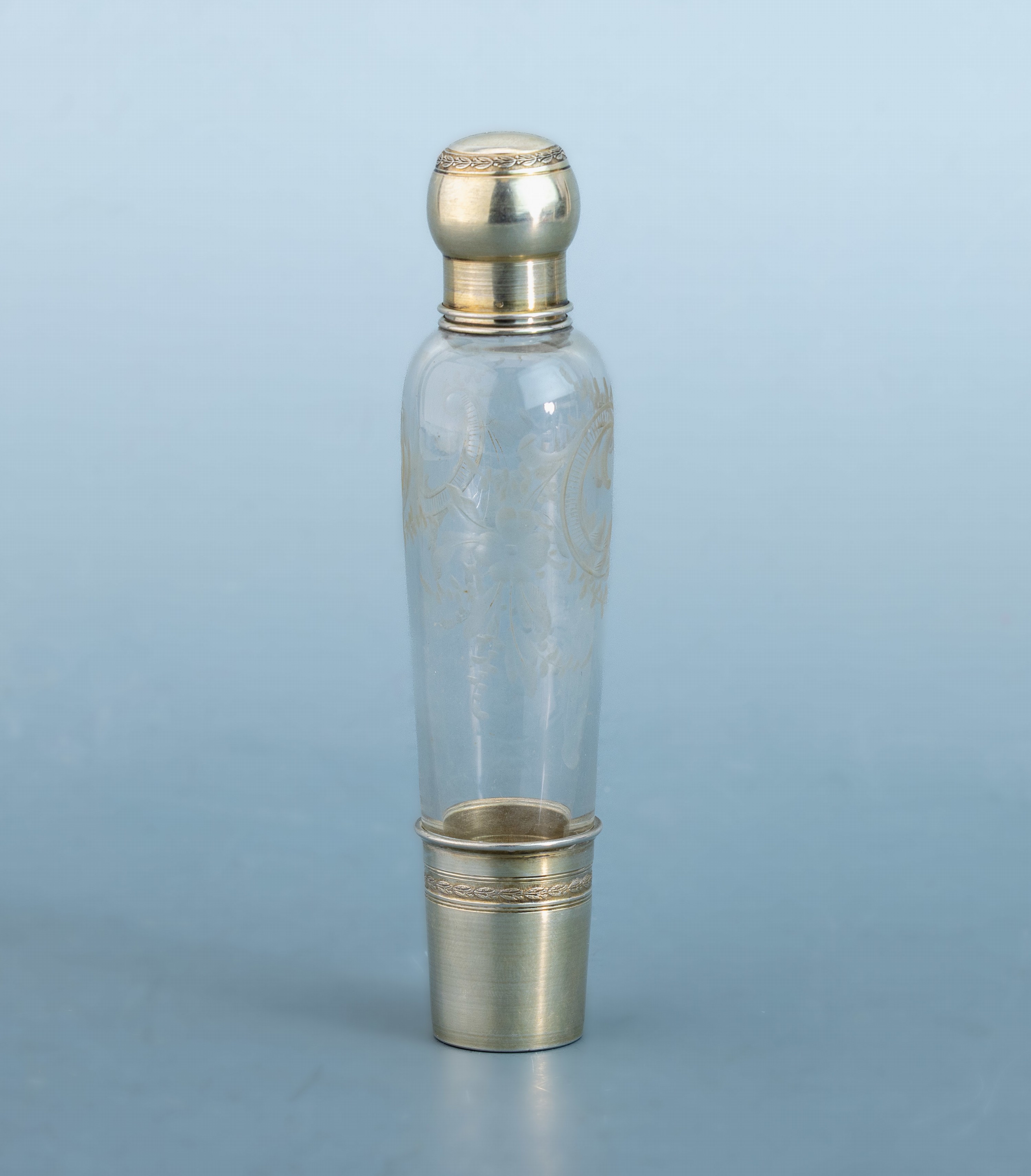 Image 27070165 - Reiseflakon, Frankreich um 1900, 950er Silber, konischer Glaskorpus, geätztes Dekor, ...