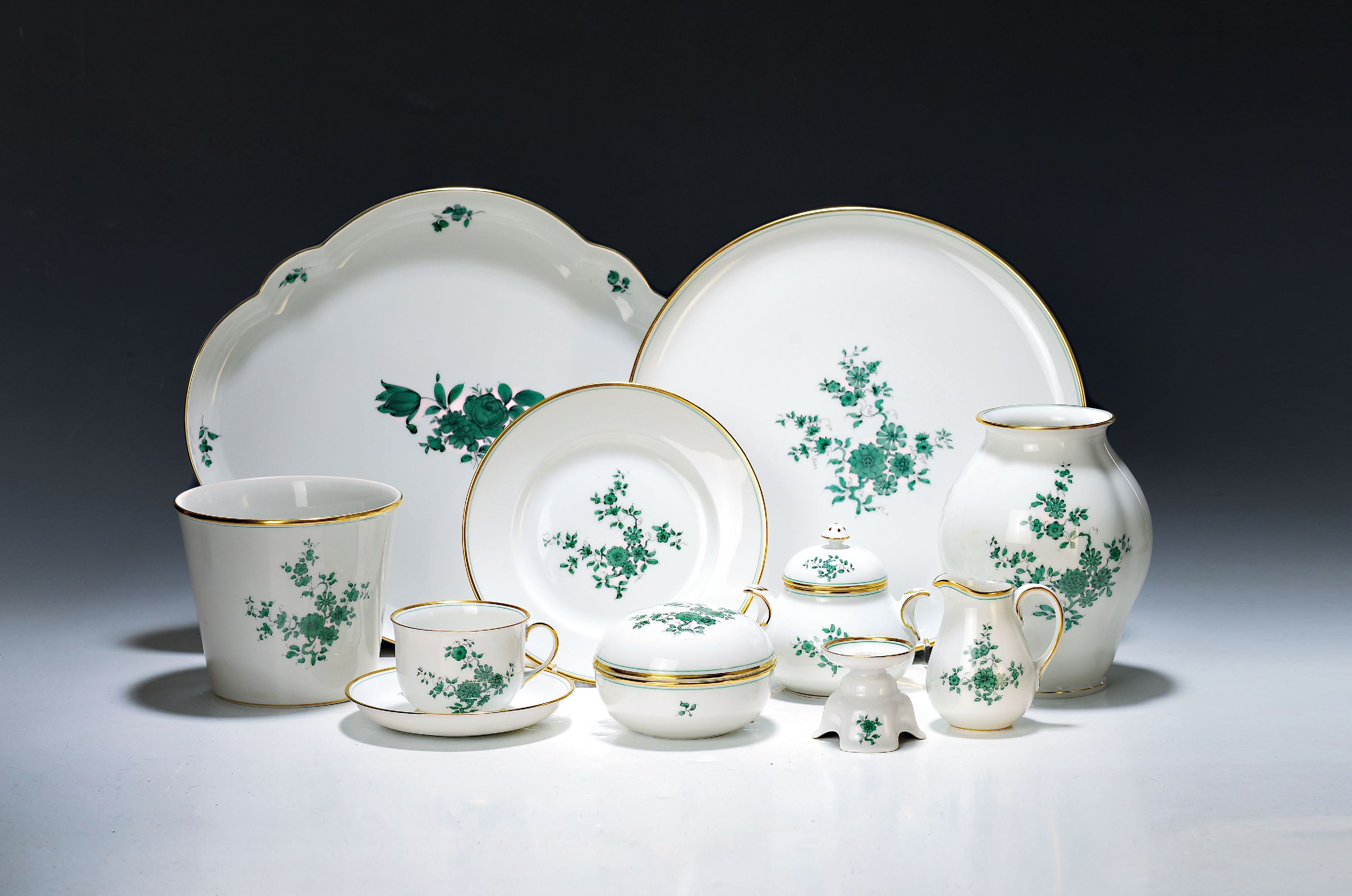 Image 27070177 - Kaffeeservice, Augarten Wien, Dekor Prinz Eugen, 6 Tassen, 8 Untertassen, 7 ...