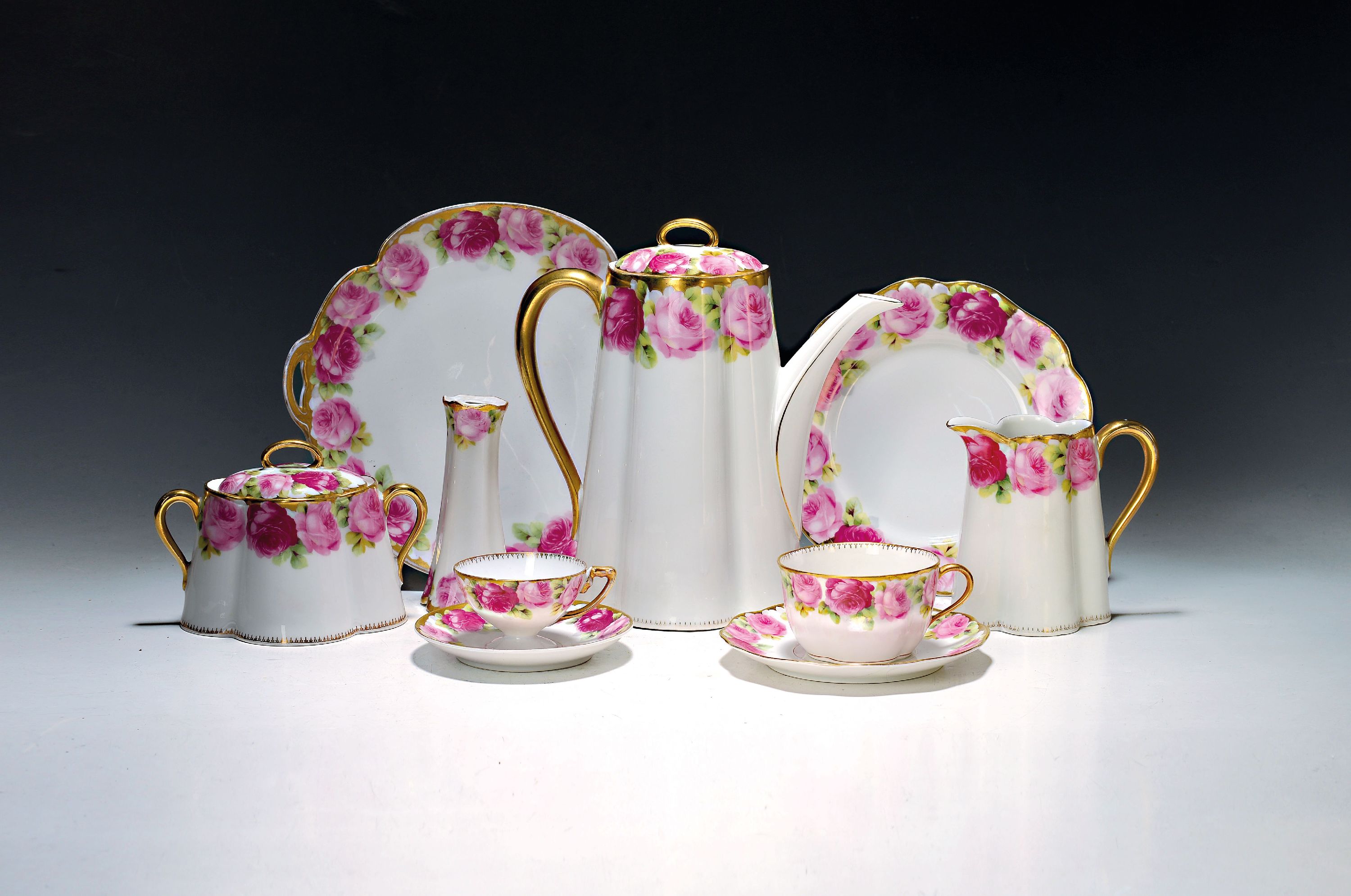 Image 27070184 - Kaffeeservice für 8 Personen, Rosenthal, Form Chrysantheme, Dekor Cäcilia, mit ...