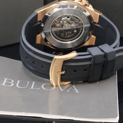 27070171c - BULOVA Maquina skelettierte Herrenarmbanduhr Referenz 98A177, Schweiz verk. lt. beil. ...