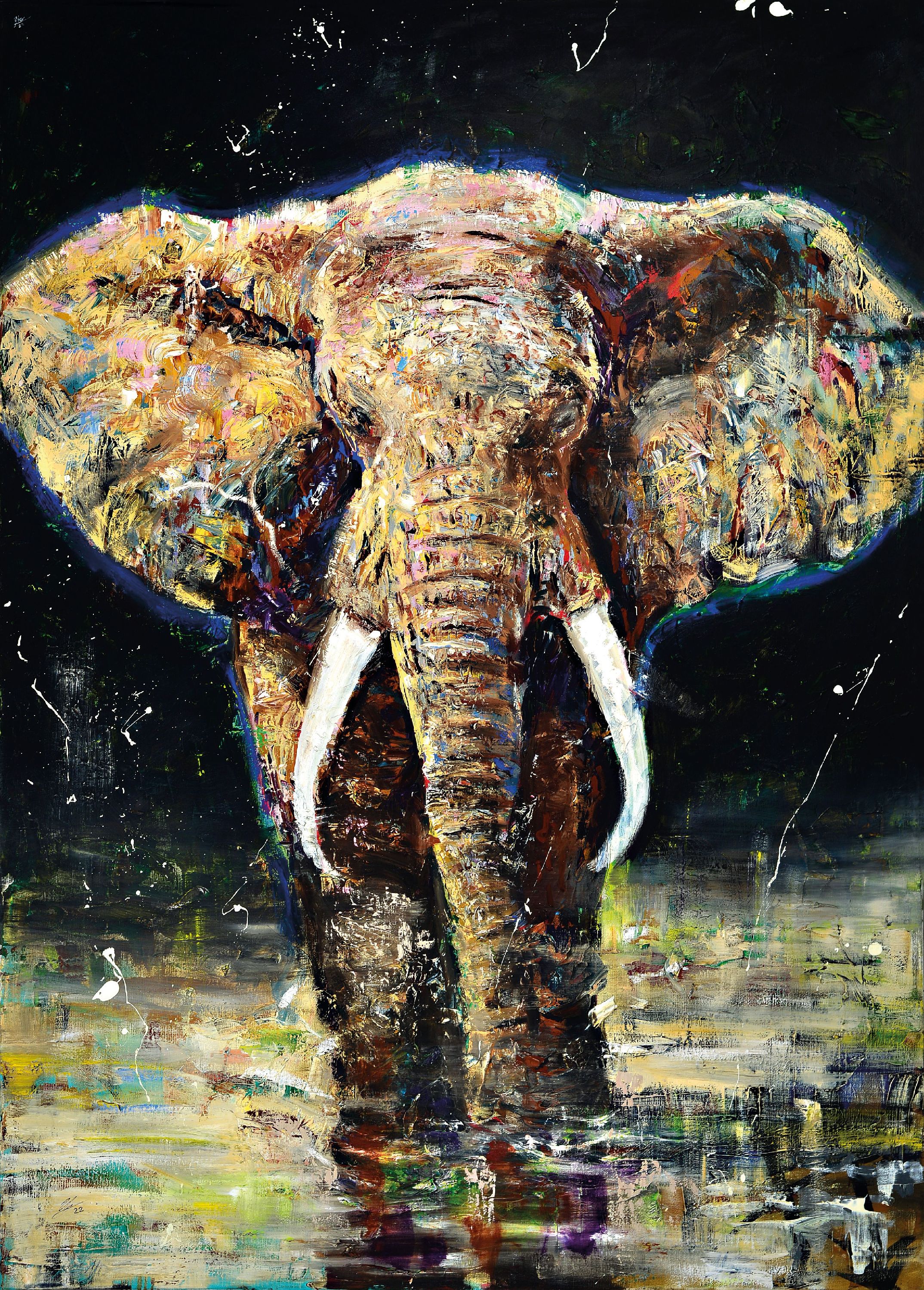 Image 27070259 - Yves-Marcel Münch, geb. 1994, zeitgen. Künstler aus Wiesloch, Elefant, auf den ...