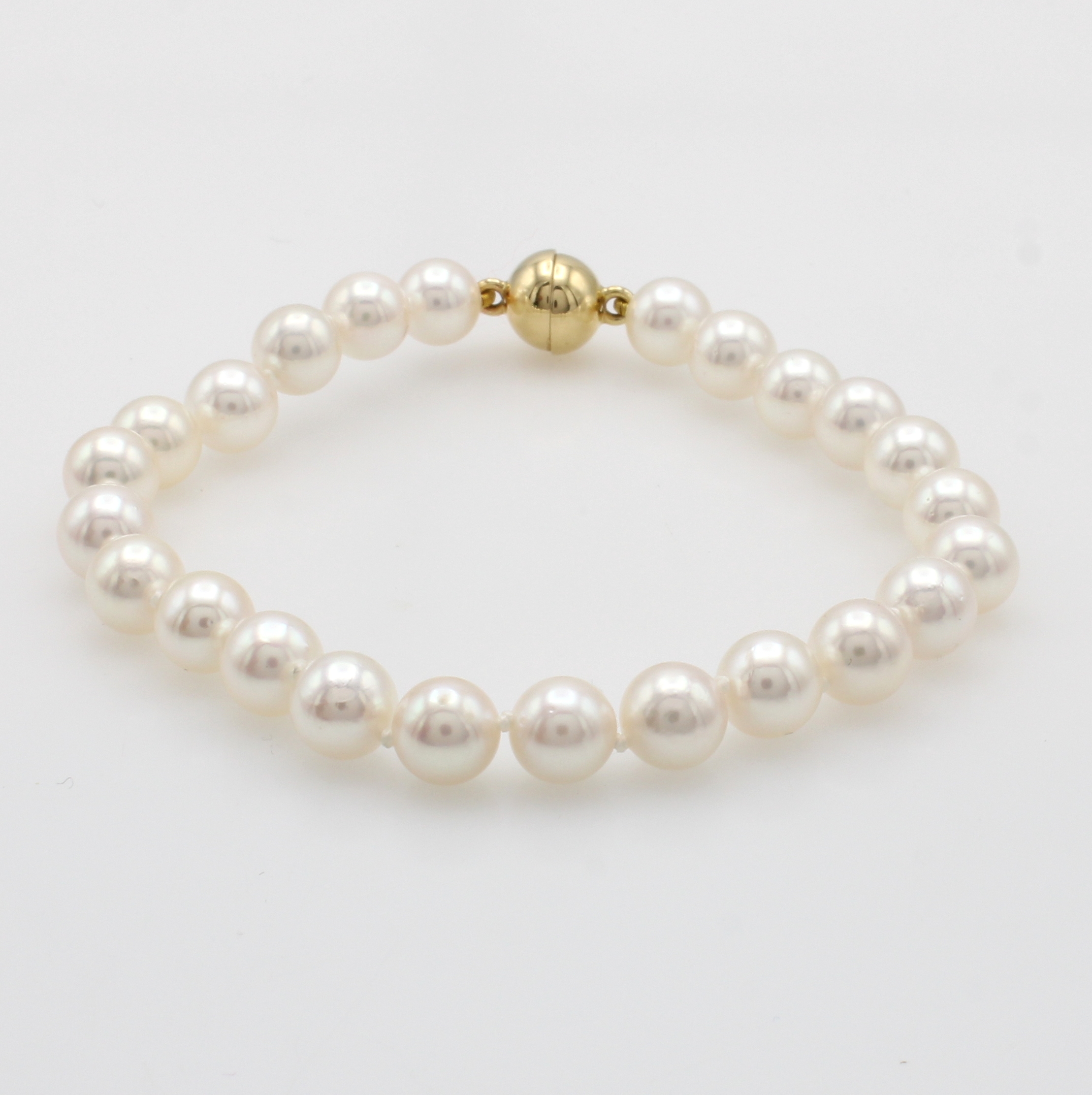Image 27070263 - Armband mit Akoyazuchtperlen, Magnetschl. GG 585/000, créme-roséfarb. Perlen ca. 7 mm, ...
