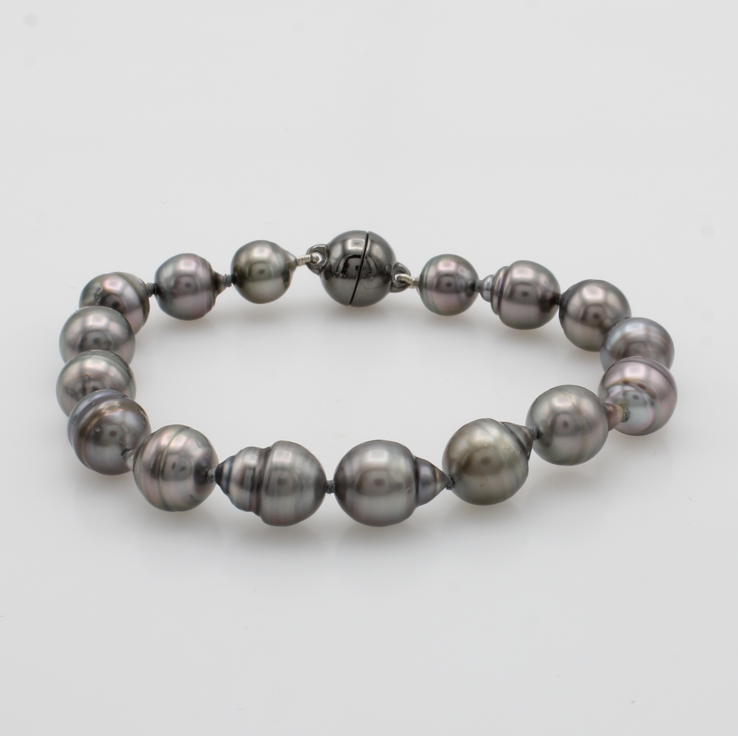 Image 27070266 - Armband mit Tahitiperlen, Magnetschl. 925er Silber geschwärzt, barocke Perlen ca. 8-10 ...