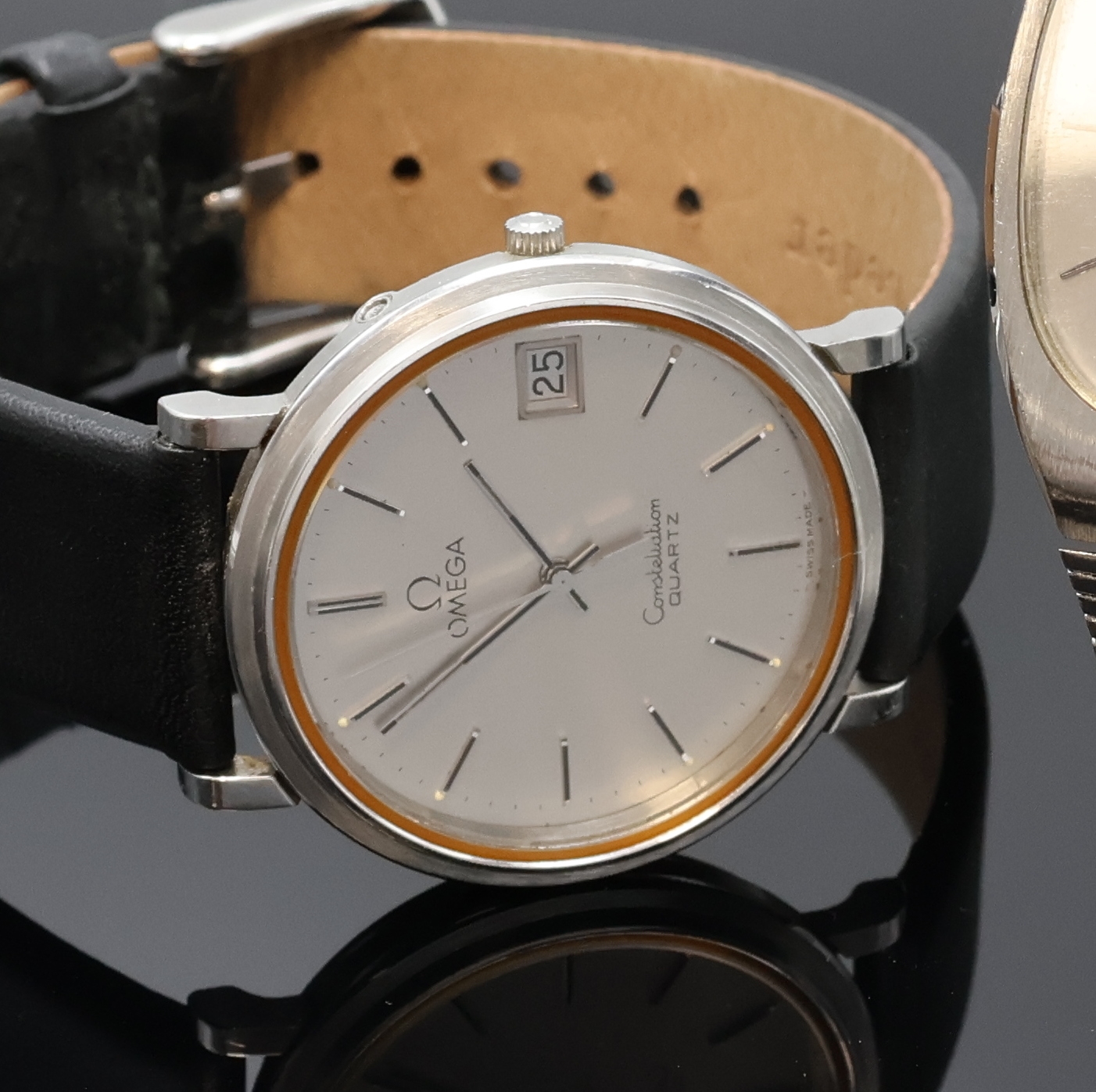 Detail b: Konvolut: 2 Omega Armbanduhren in Stahl, 1.) Serie Constellation Referenz 196.0138, Schweiz um 1979, Boden m. Darst. Sternwarte aufgedr., verg. Werk, ...