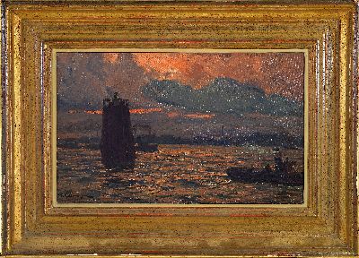 27070340k - Friedrich Kallmorgen, 1856 Altona-1924 Grötzingen bei Karlsruhe, Abend im Hamburger ...