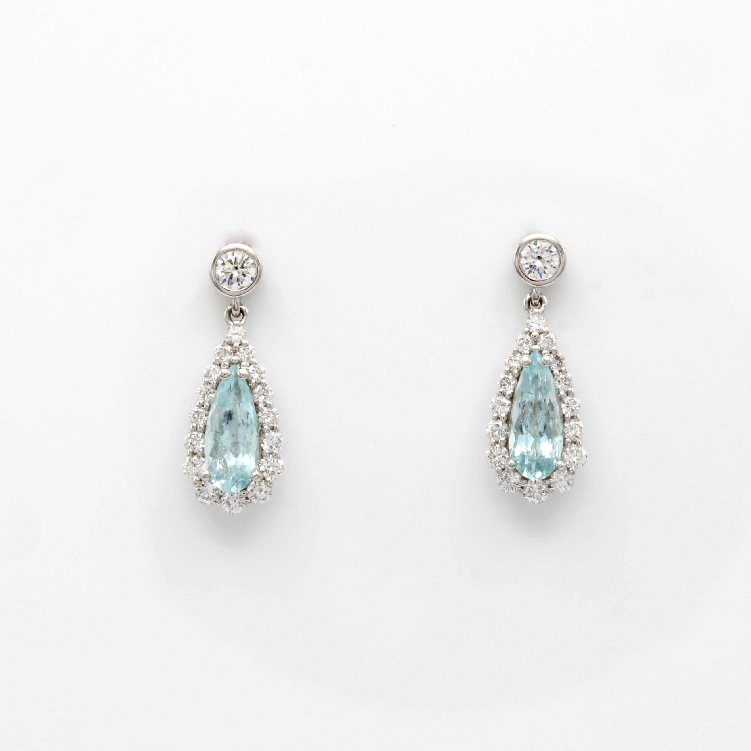 Image 27070486 - Paar Ohrstecker mit Paraiba-Turmalinen und Brillanten, WG 750/000, 2 fac. Paraibatropfen ...