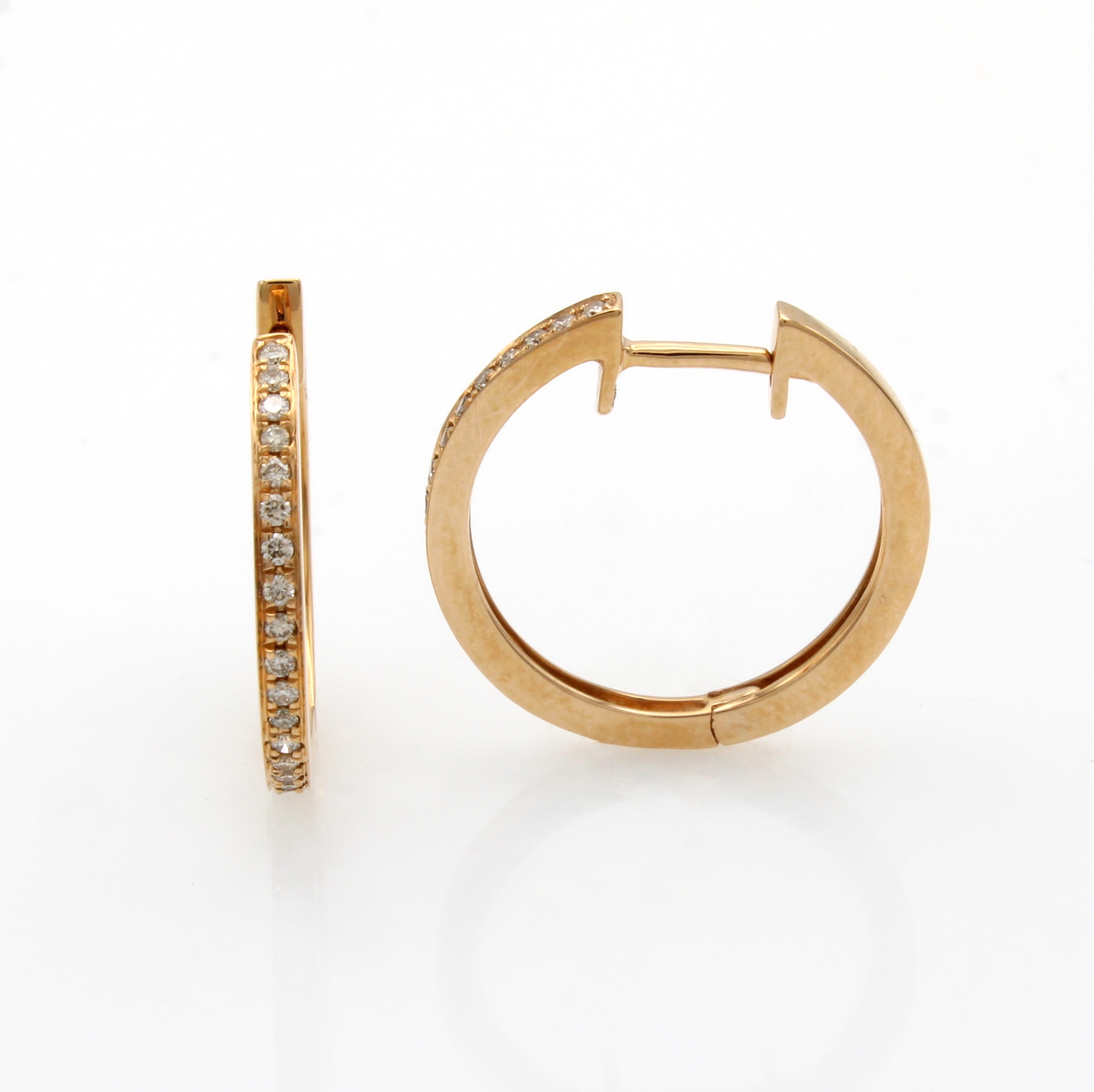 Image 27070512 - Paar Klappcreolen mit Brillanten, RG 750/000, 40 Brill. zus. ca. 0.22 ct nat. Braun, D. ...