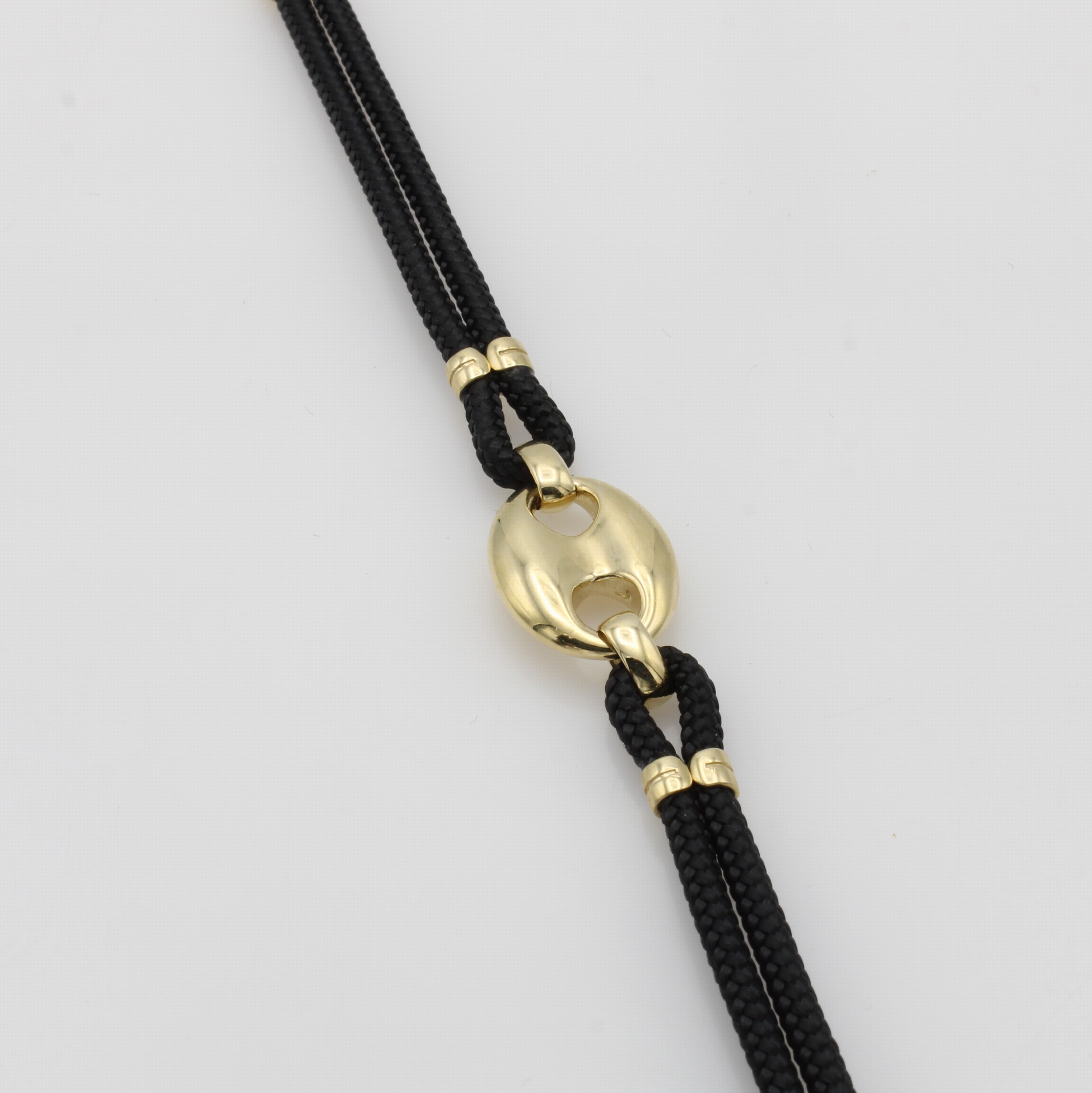 Image 27070517 - 2-reihiges Stoffarmband mit Schiffsankerglied, GG 585/000, Schließe, Monturen und ...