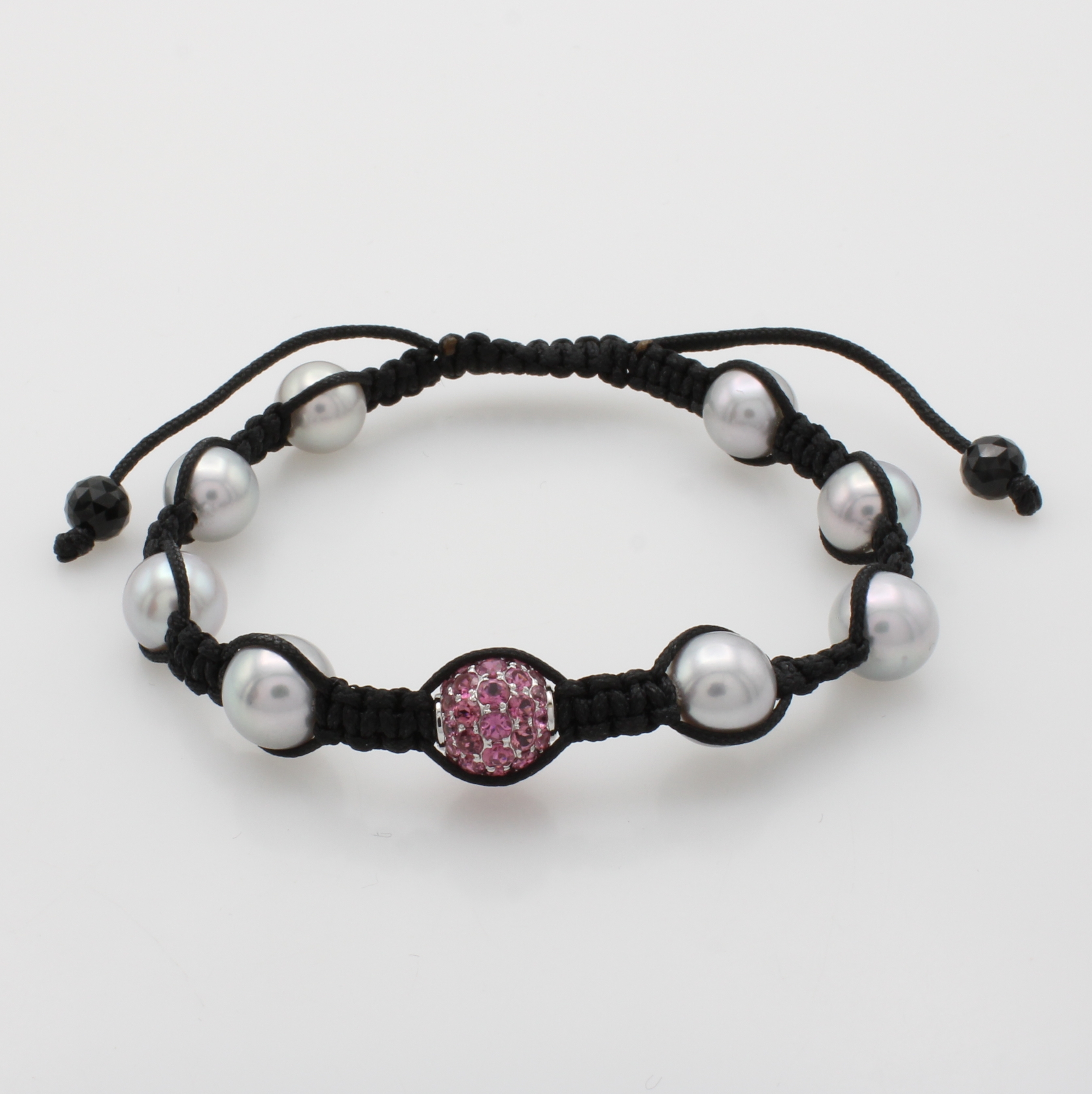 Image 27070541 - Shamballa-Armband mit Süßwasserzuchtperlen und Turmalinen, Kugel WG 750/000, schwarzer ...