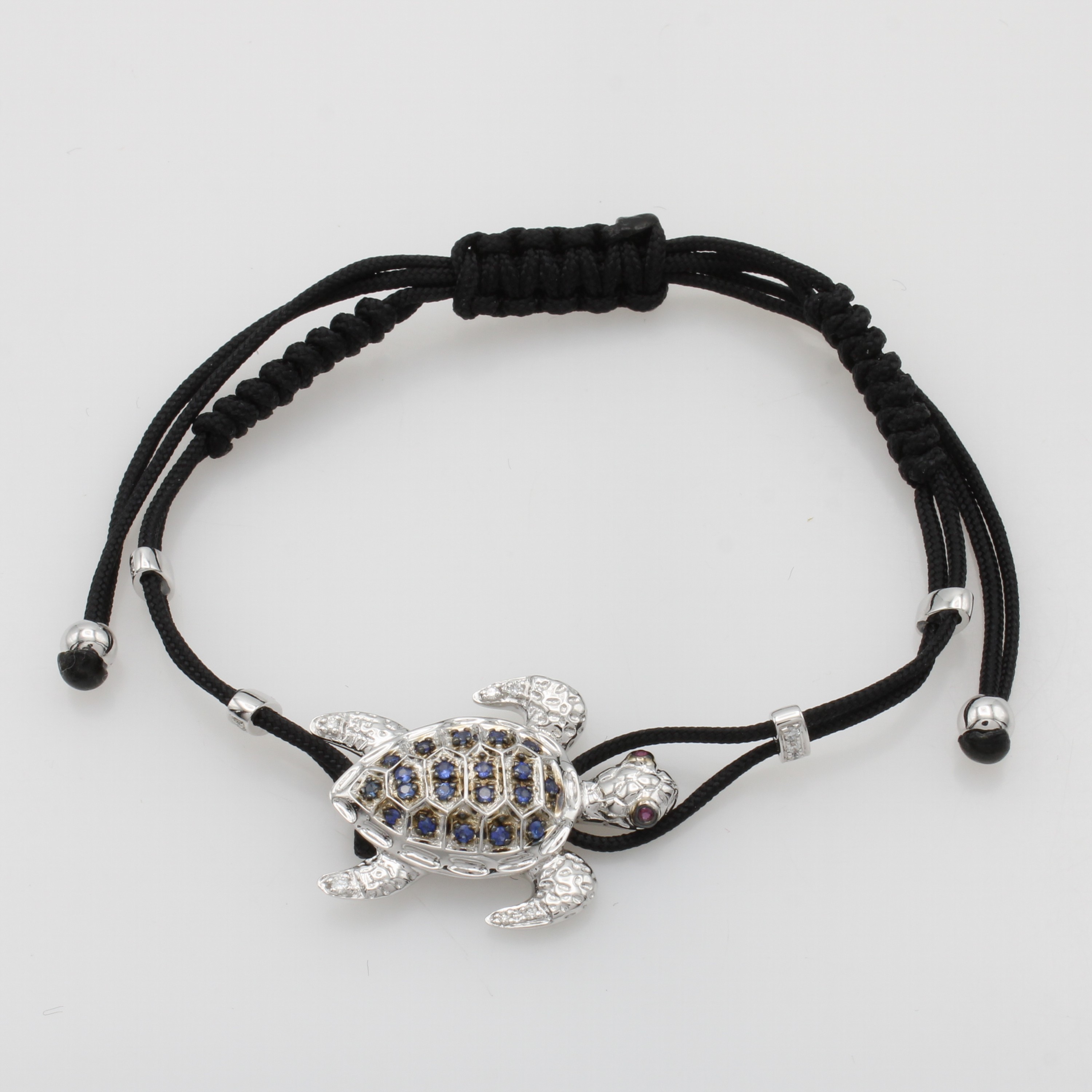 Image 27070556 - Shamballa-Armband ´Schildkröte´ mit Farbsteinen und Brillanten, WG 750/000, blaue ...