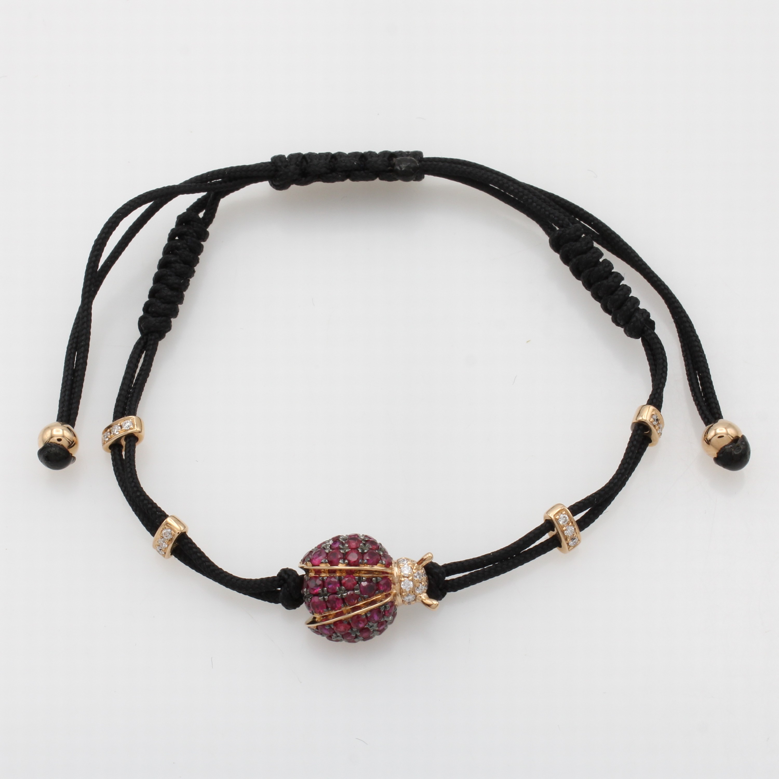 Image 27070557 - Shamballa-Armband ´Marienkäfer´ mit Saphiren und Brillanten, RG 750/000, pinkfarb. ...