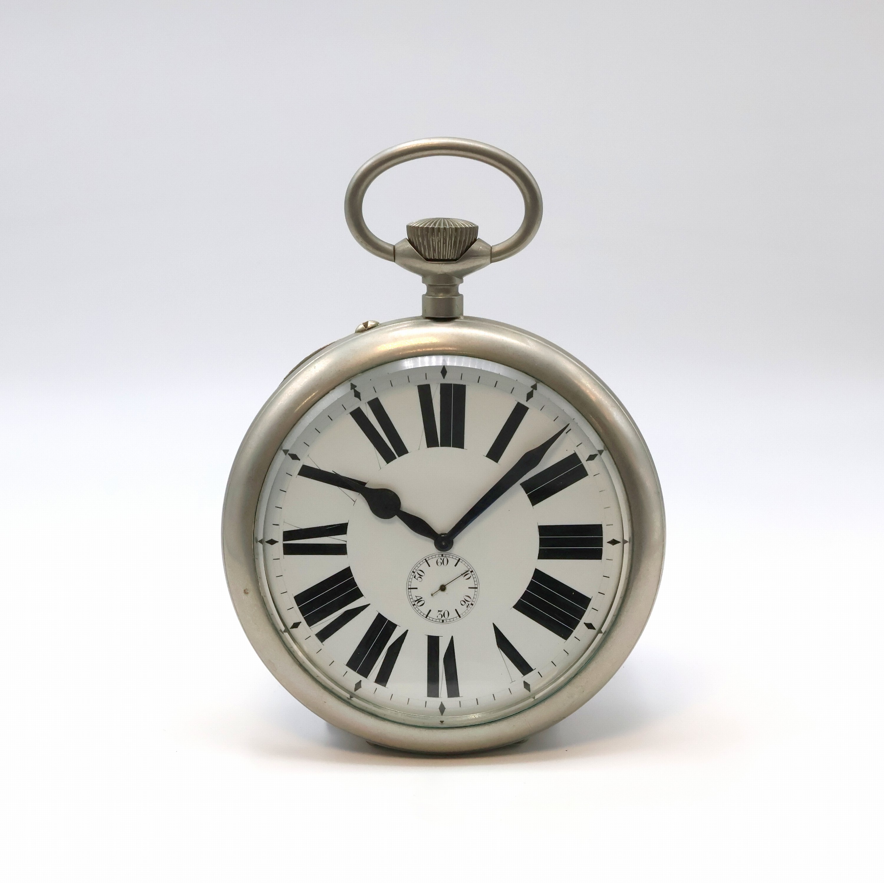 Image 27070564 - Übergroße (140 mm), offene Eisenbahner-/Dienstuhr, Schweiz um 1900, glattes ...