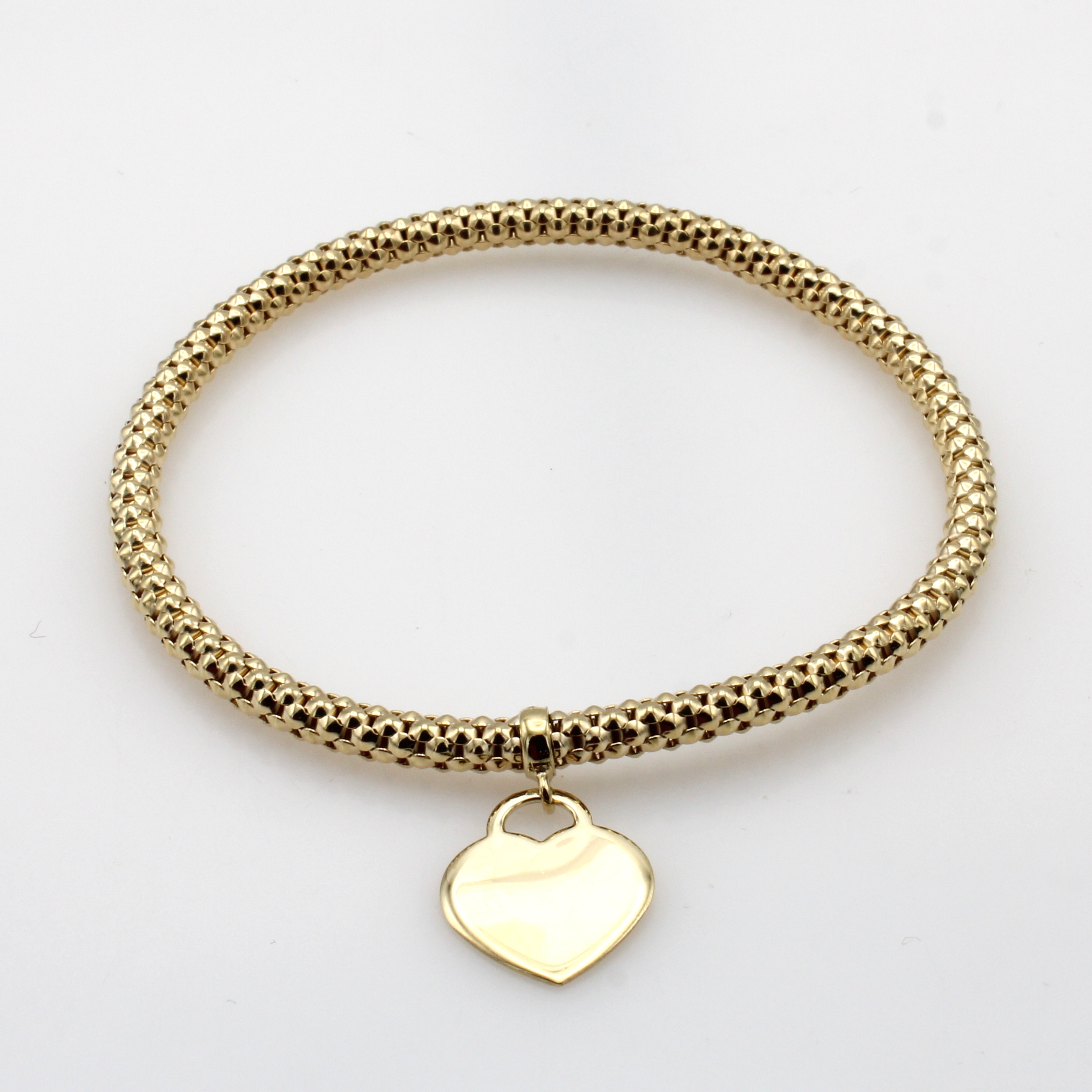 Image 27070589 - Elastisches Armband im Himbeermuster mit Herz-anhänger, GG 585/000, B. ca. 4 mm, D. ca. ...