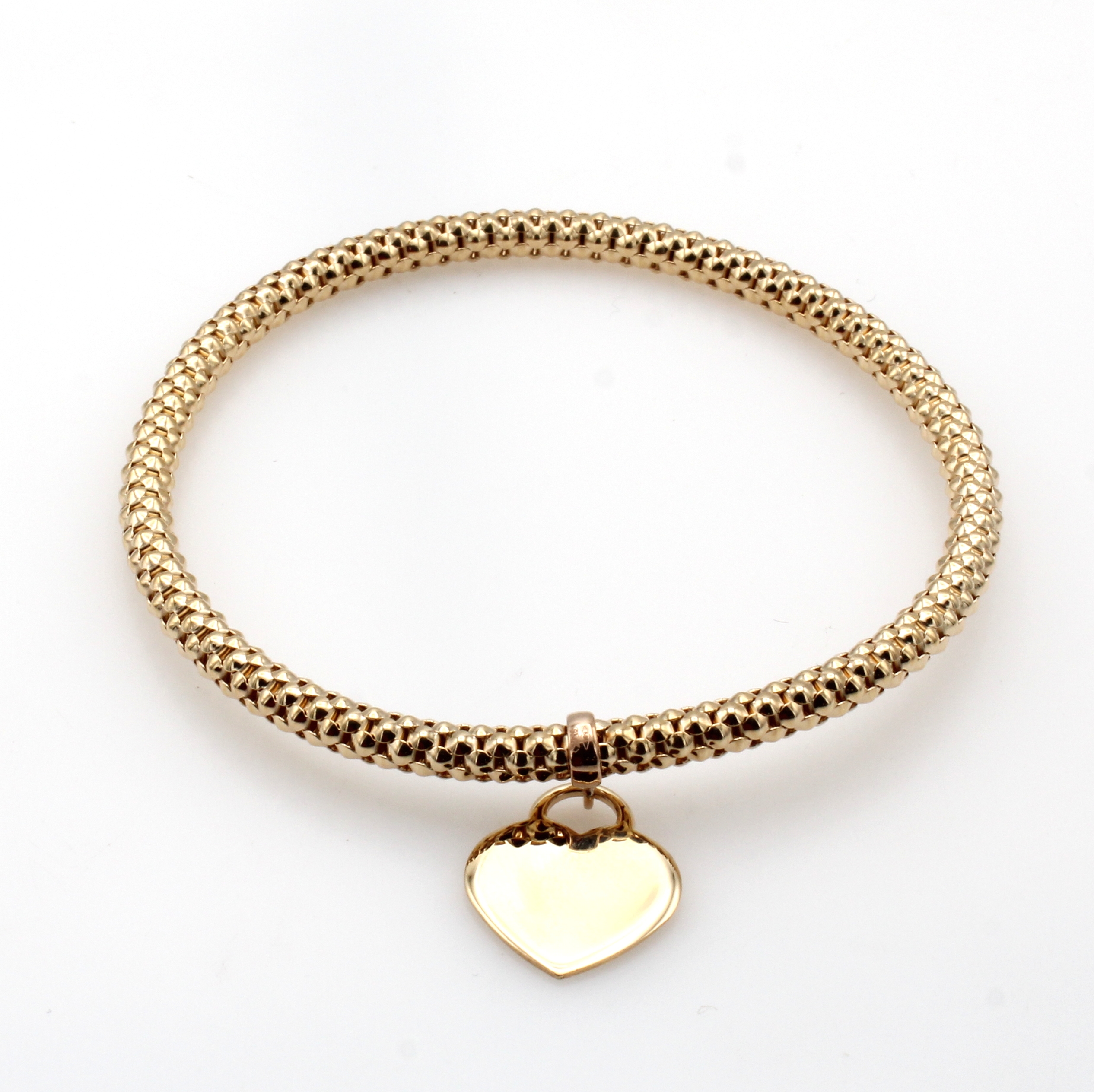 Image 27070590 - Elastisches Armband im Himbeermuster mit Herz-anhänger, RG 585/000, B. ca. 4 mm, D. ca. ...