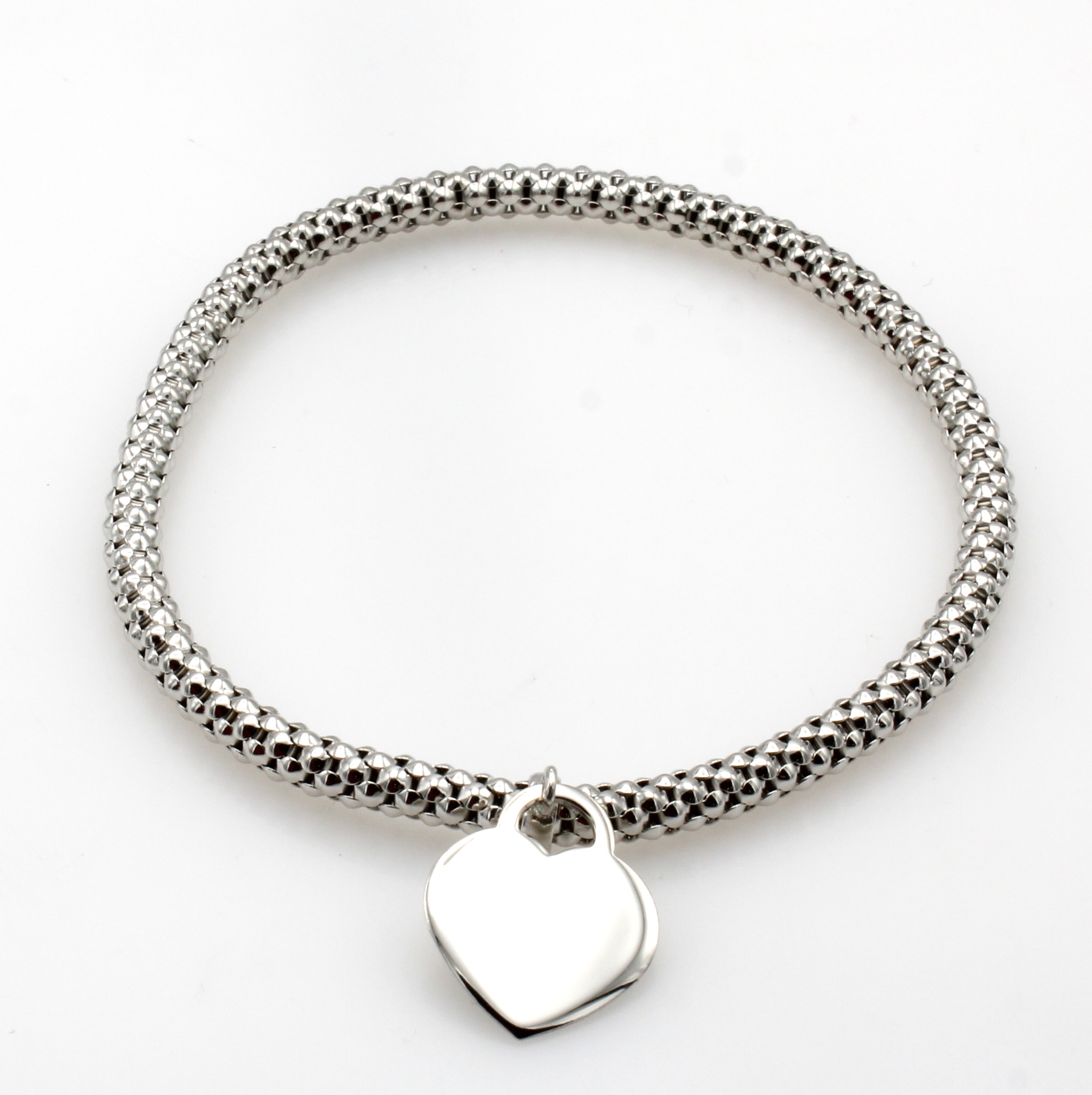 Image 27070591 - Elastisches Armband im Himbeermuster mit Herz-anhänger, WG 585/000, B. ca. 4 mm, D. ca. ...