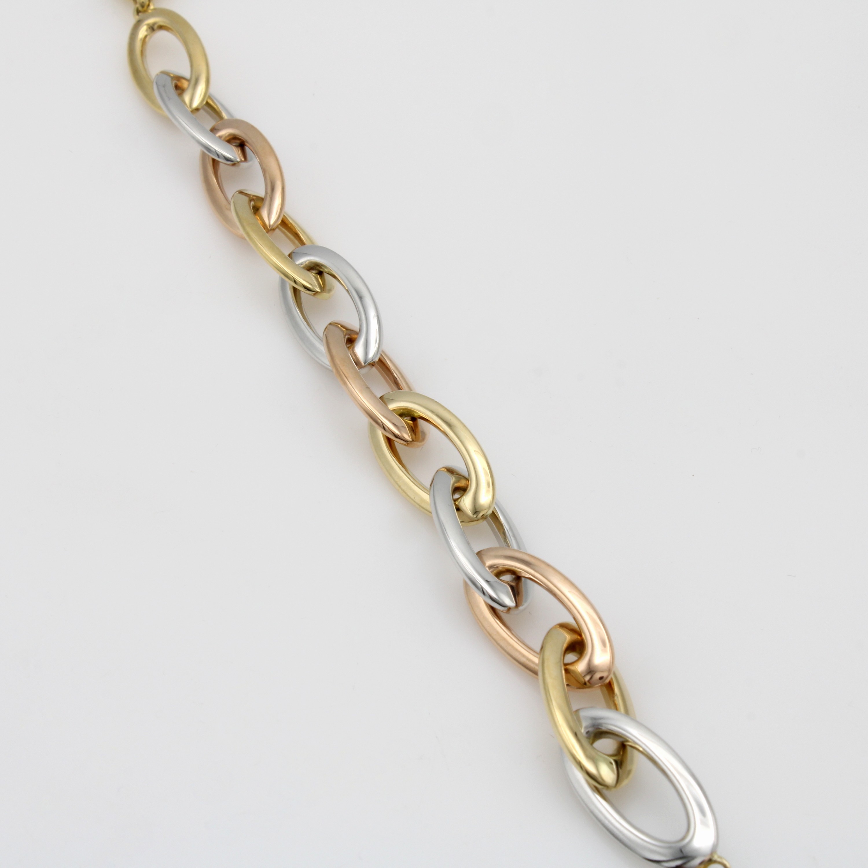 Image 27070592 - Armband im Phantasiemuster, GG/WG/RG 585/000, Karabinerschl., ovale Glieder, B. ca. 11 ...