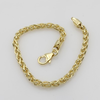 27070501a - Gliederarmband, GG 585/000, Karabinerschl., B. ca. 4 mm, L. ca. 19 cm