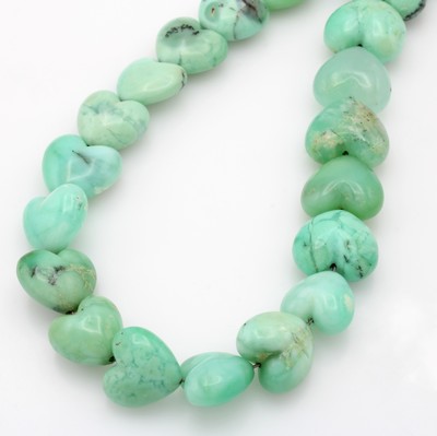 27070553b - Chrysoprascollier mit Wechselschließe, olivförm., strichmatt. Schl. in 925er Silber, ...