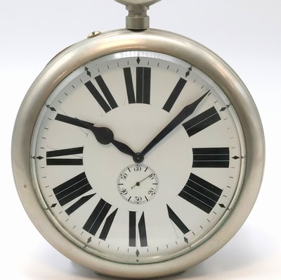 27070564a - Übergroße (140 mm), offene Eisenbahner-/Dienstuhr, Schweiz um 1900, glattes ...