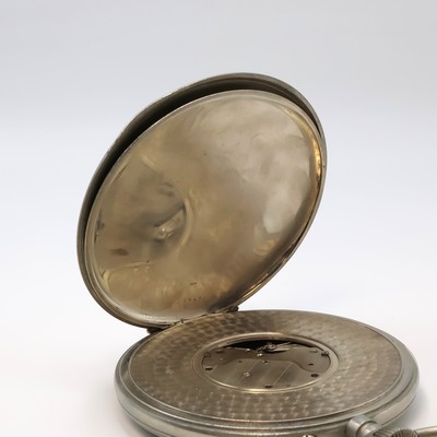 27070564d - Übergroße (140 mm), offene Eisenbahner-/Dienstuhr, Schweiz um 1900, glattes ...