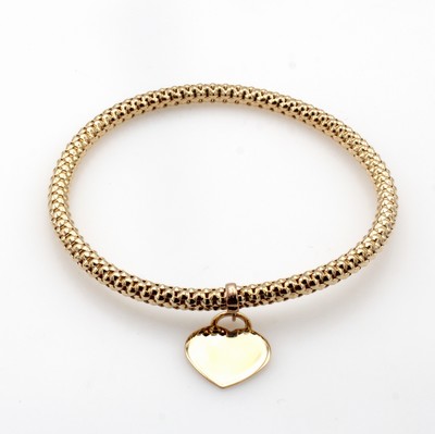 Image Elastisches Armband im Himbeermuster mit Herz-anhänger, RG 585/000, B. ca. 4 mm, D. ca. ...